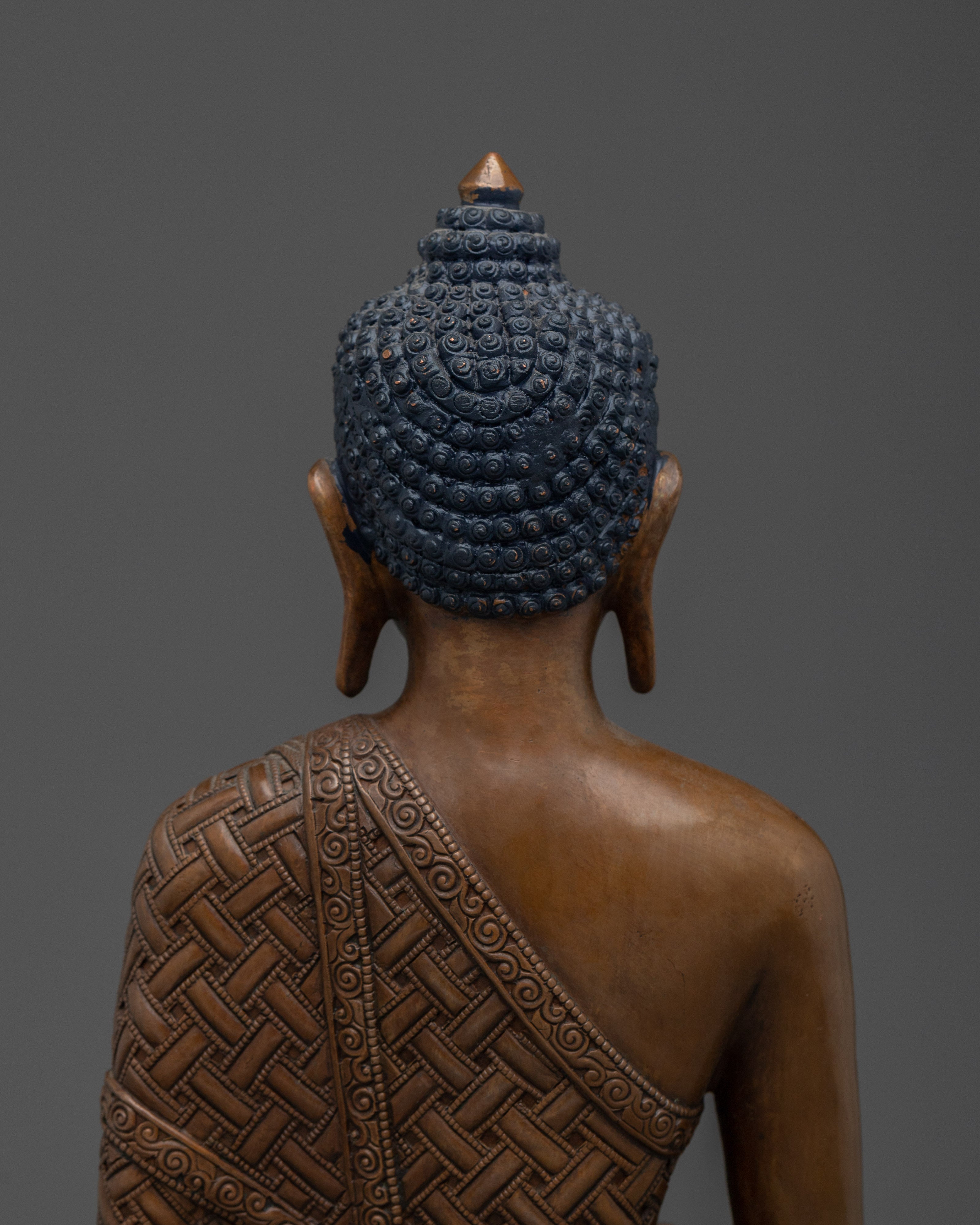 Oxidized Copper Shakyamuni Buddha Buddhist Sculpture | Decor for Peace & Mindfulness