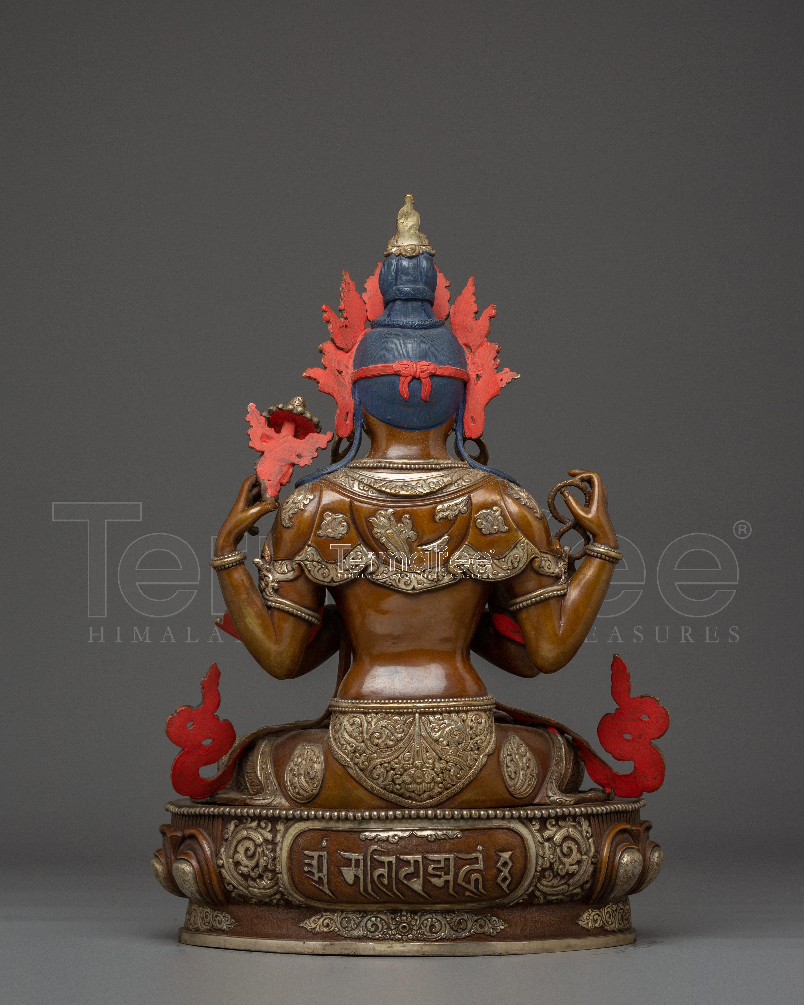 Oxidized Copper Statue of Chenrezig | Buddhist Spiritual Decor