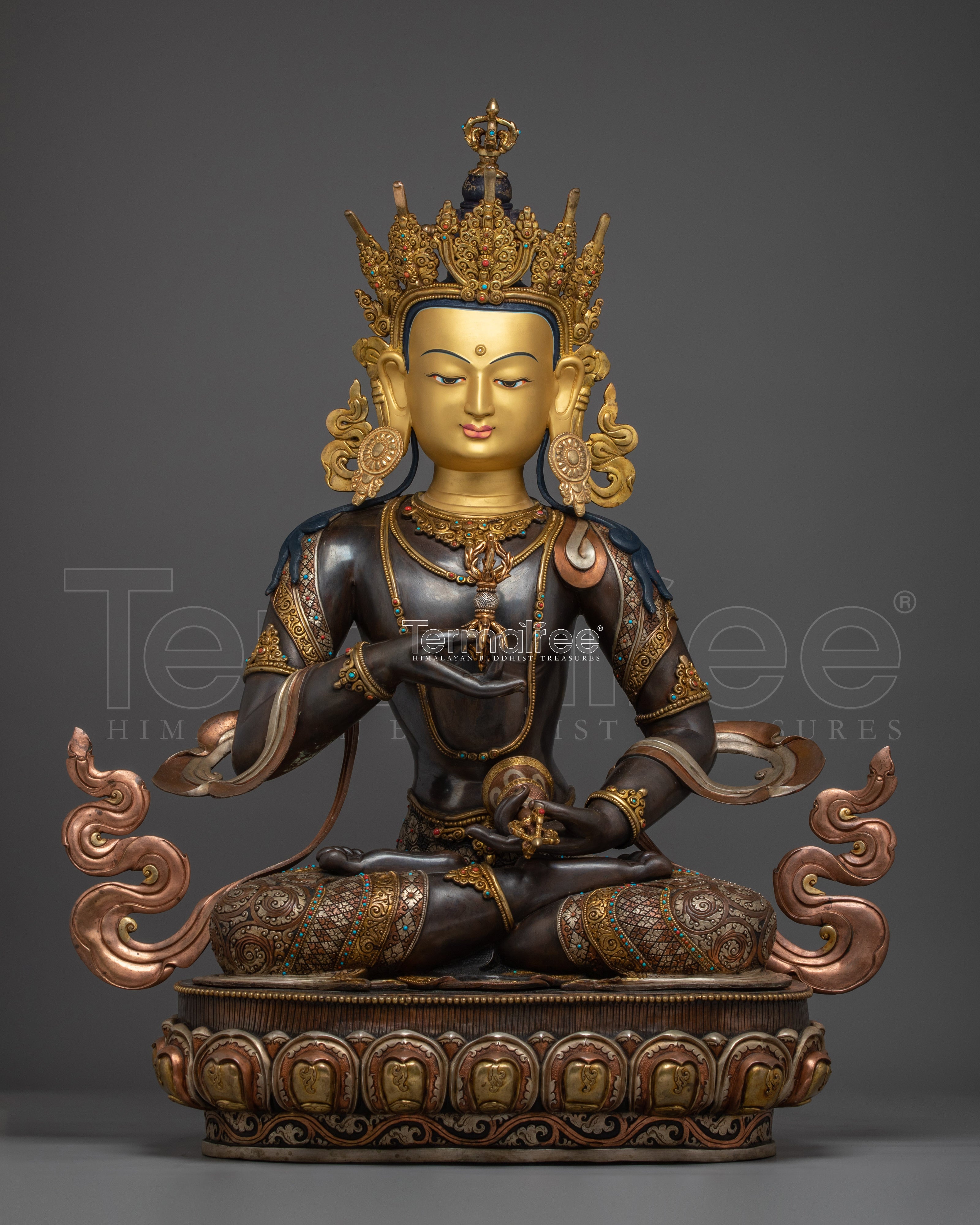 Vajrasattva Statue in Copper with Acrylic Detailing | Deity for Purification & Altar