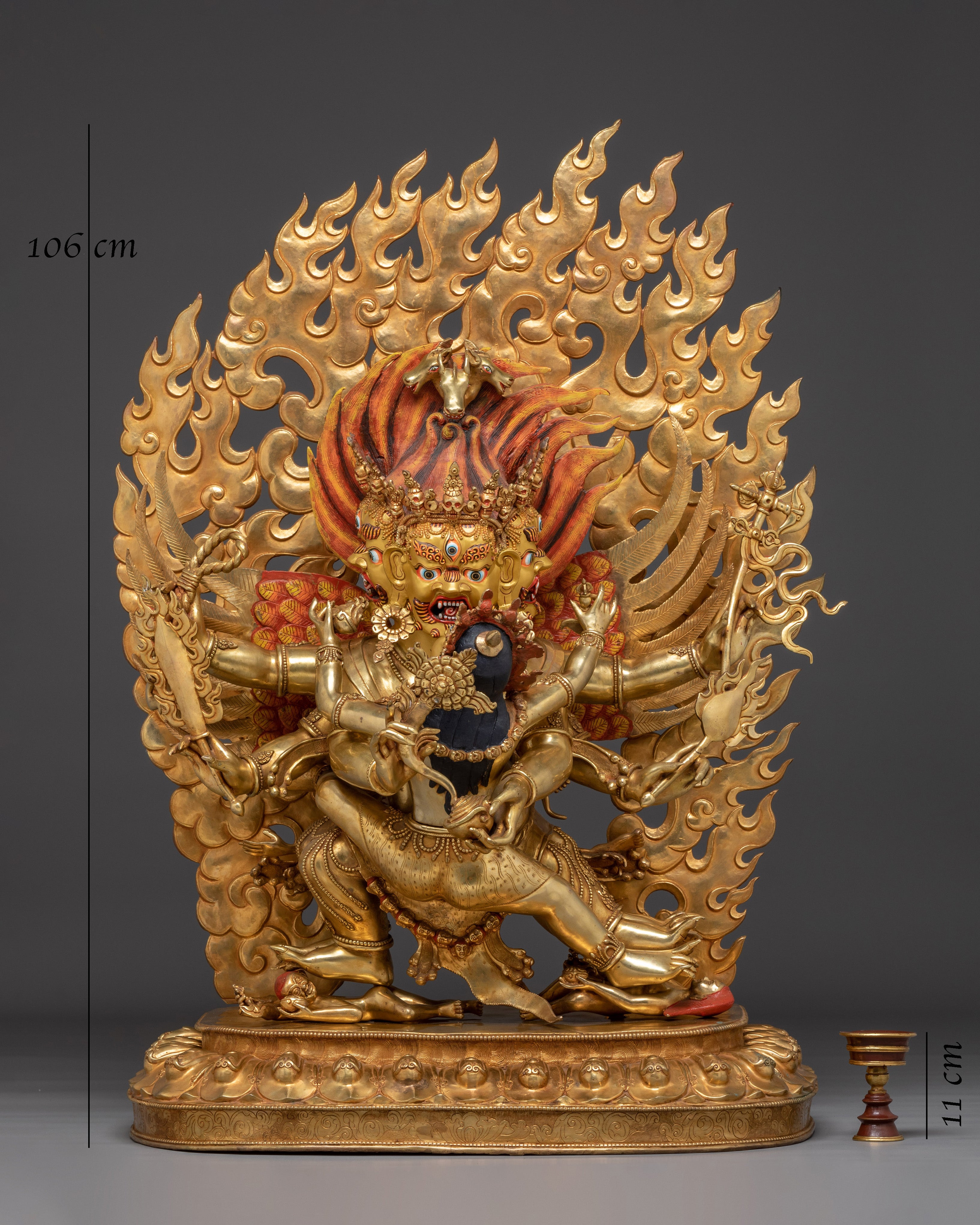 Hayagriva Statue Wrathful Protector Deity | Buddhist Protector in Gold-Gilded Copper
