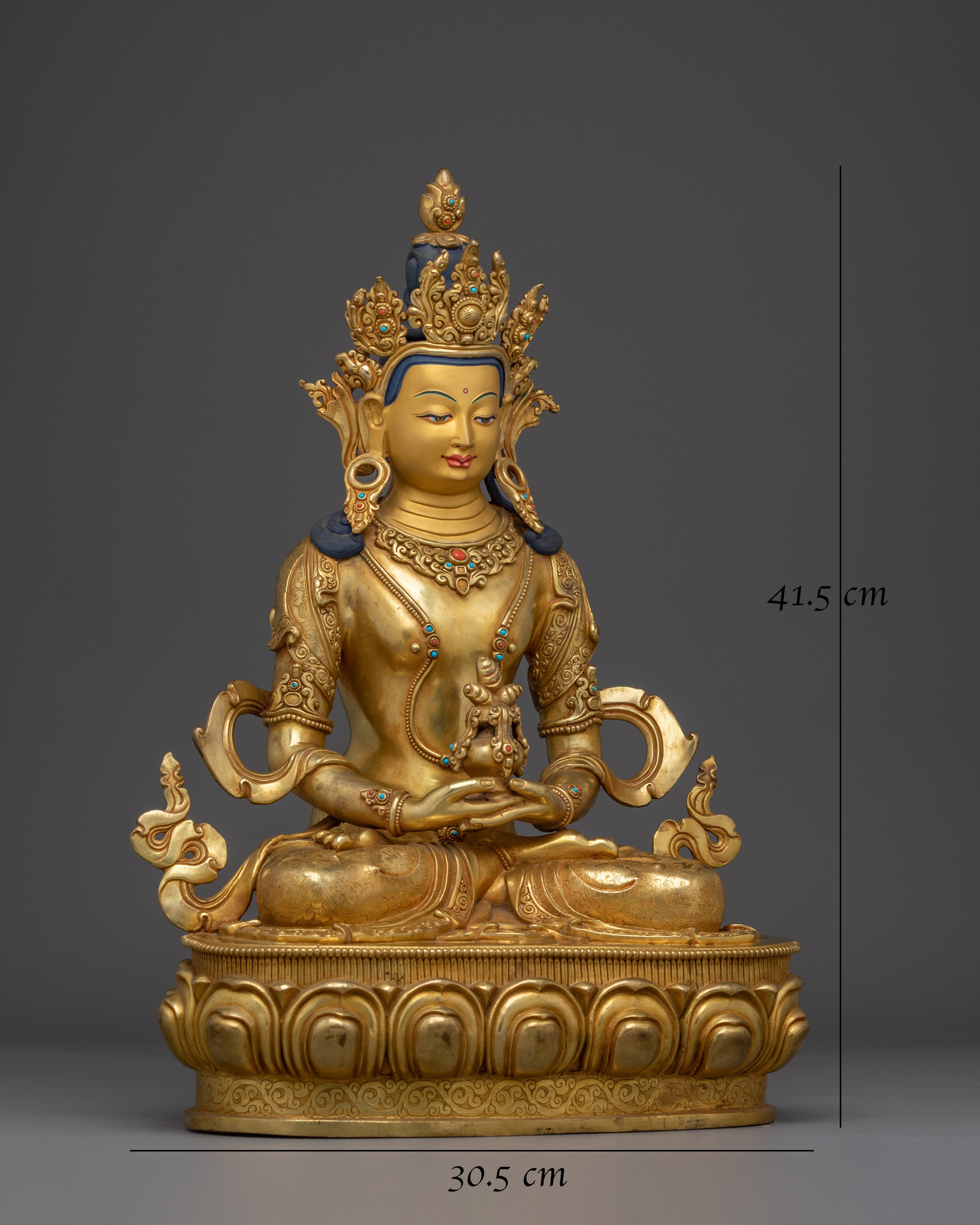 Amitayus Buddha Statue in Gold and Copper