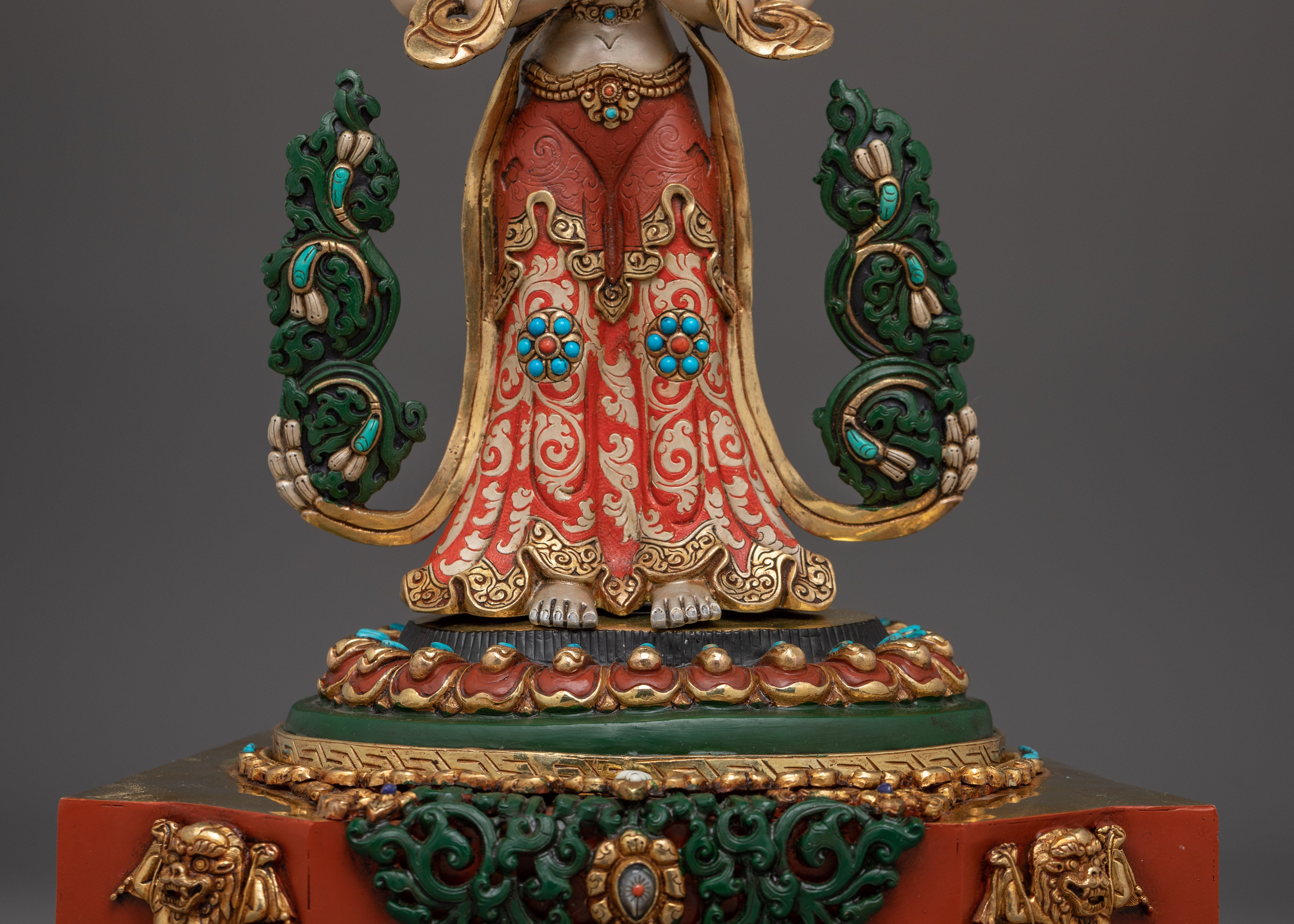 Majestic Chenrezig on throne Statue | Avalokiteshvara - Bodhisattva of Compassion