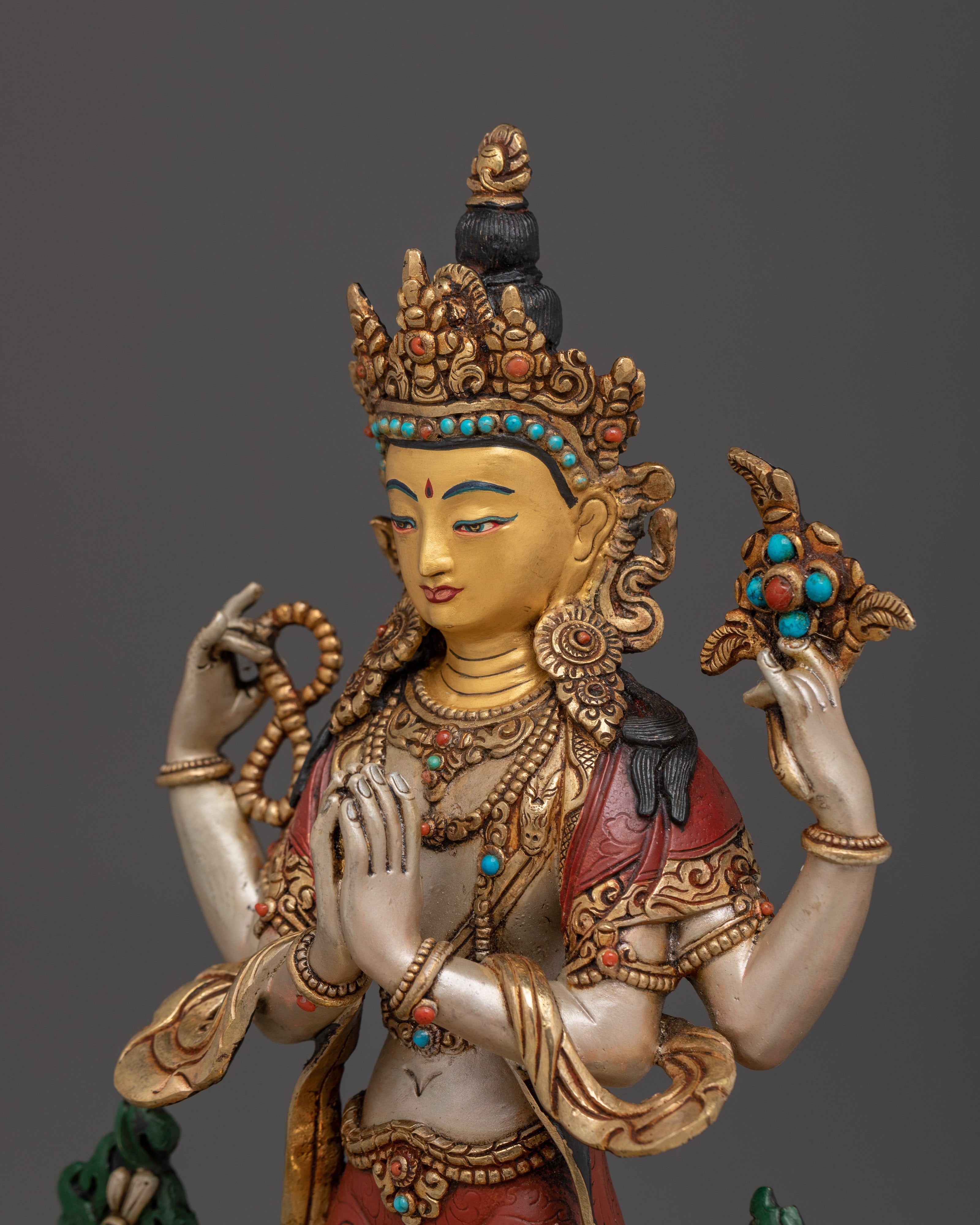 Majestic Chenrezig on throne Statue | Avalokiteshvara - Bodhisattva of Compassion