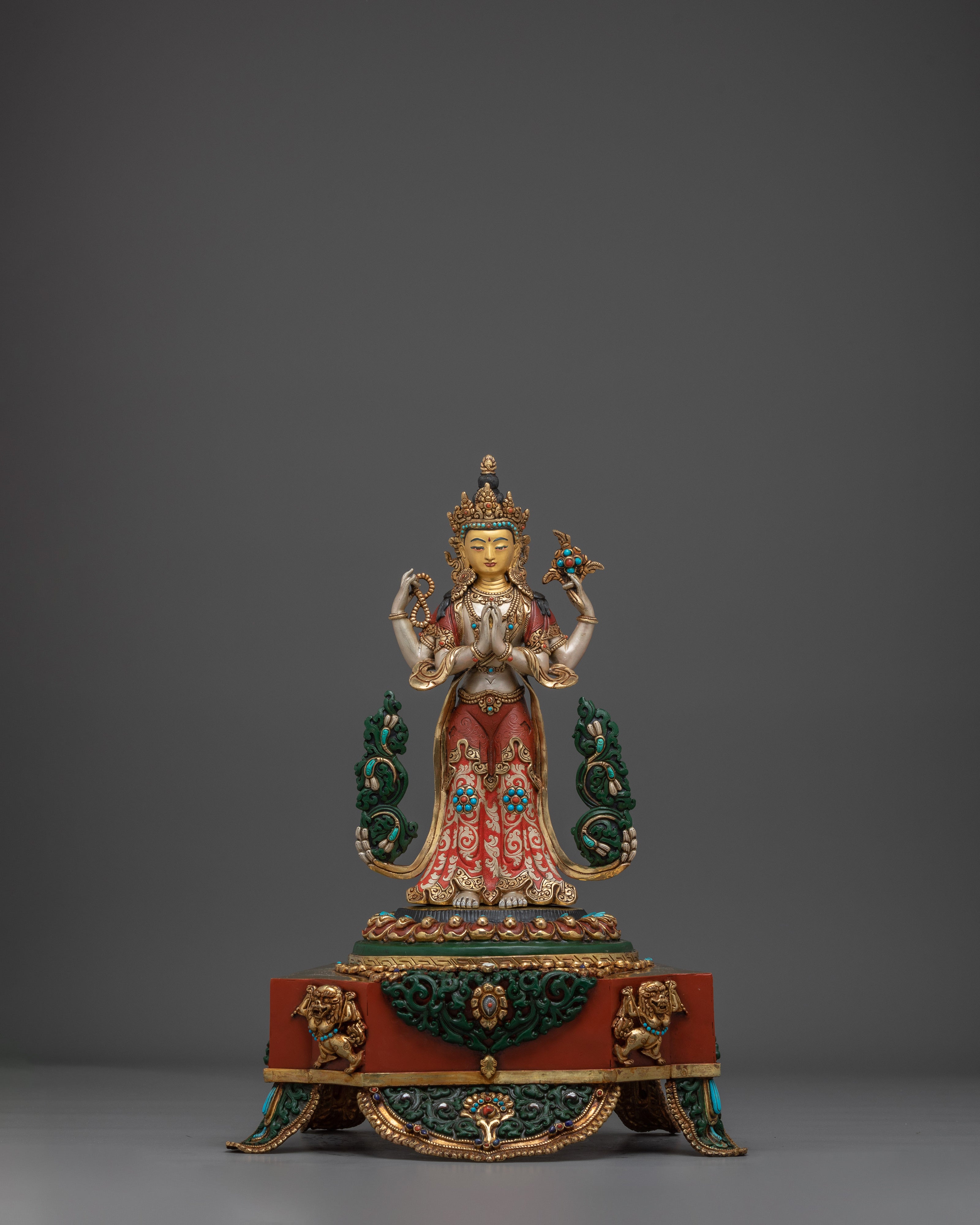 Majestic Chenrezig on throne Statue | Avalokiteshvara - Bodhisattva of Compassion