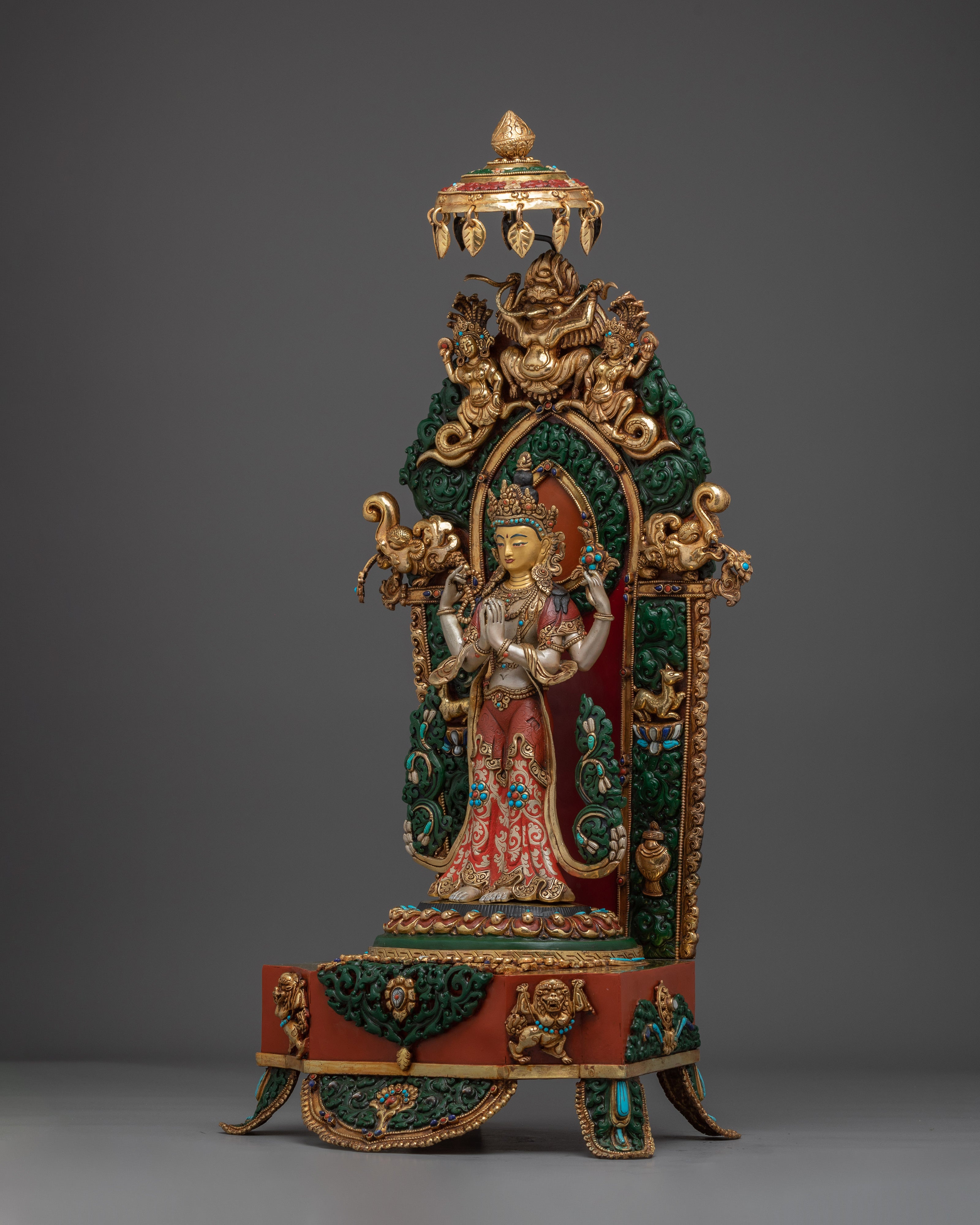 Majestic Chenrezig on throne Statue | Avalokiteshvara - Bodhisattva of Compassion