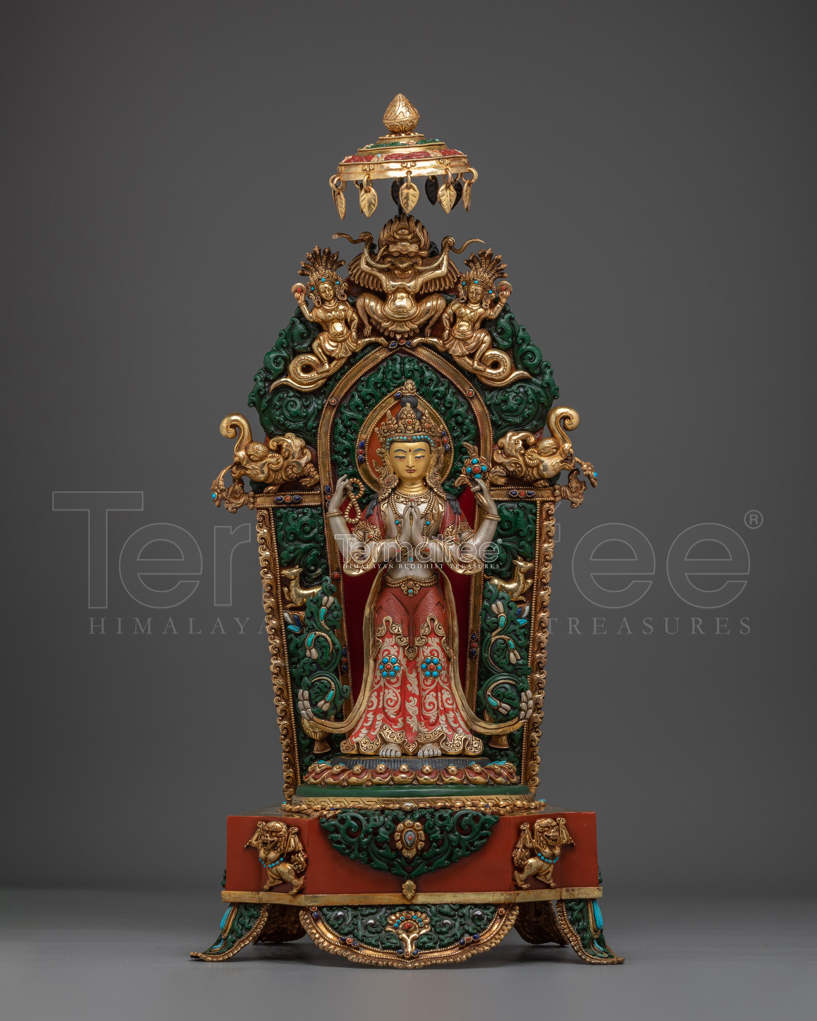 Majestic Chenrezig on throne Statue | Avalokiteshvara - Bodhisattva of Compassion