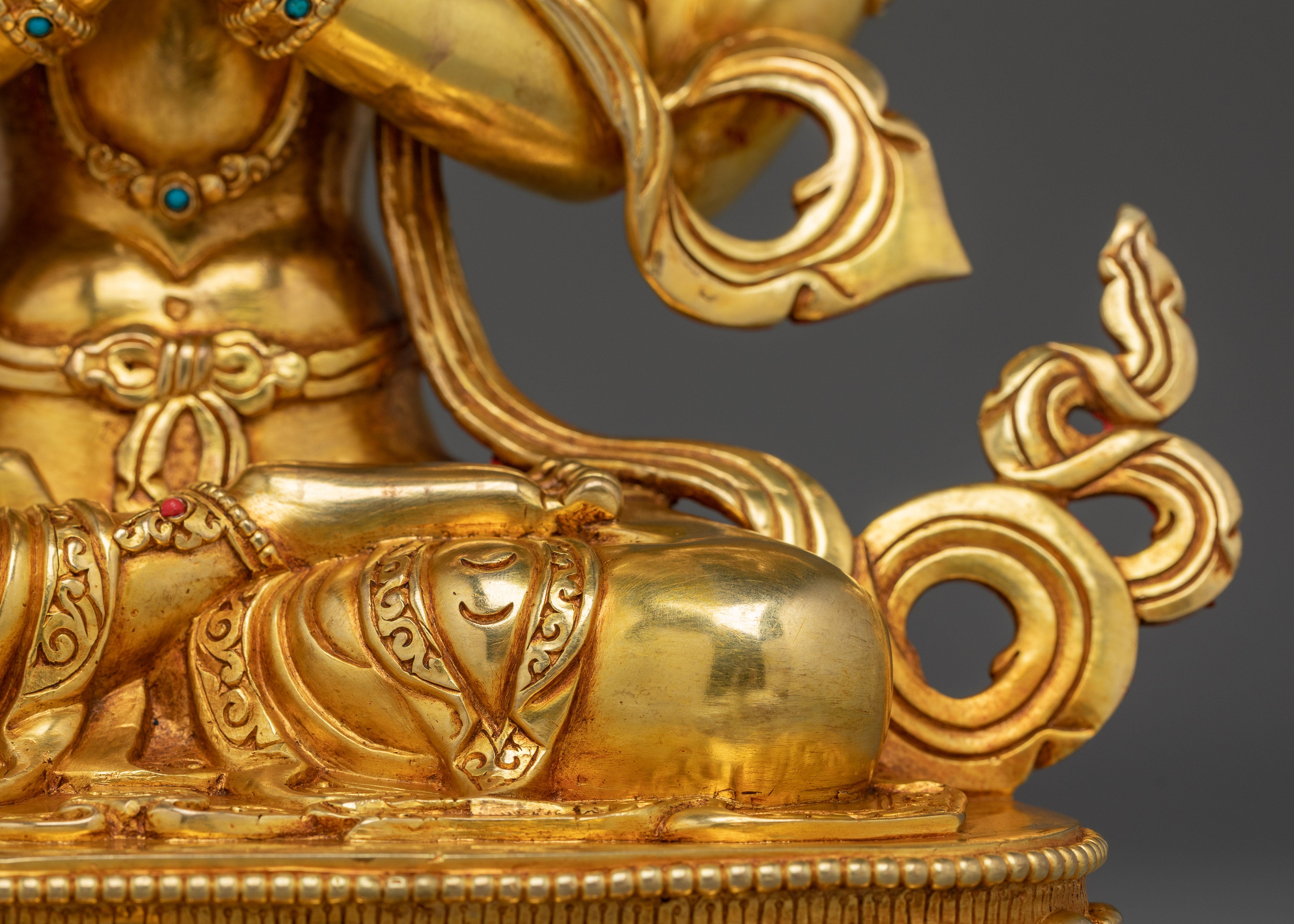 Gold Gilded Copper Avalokiteshvara Sculpture | Four-Armed Compassion Deity