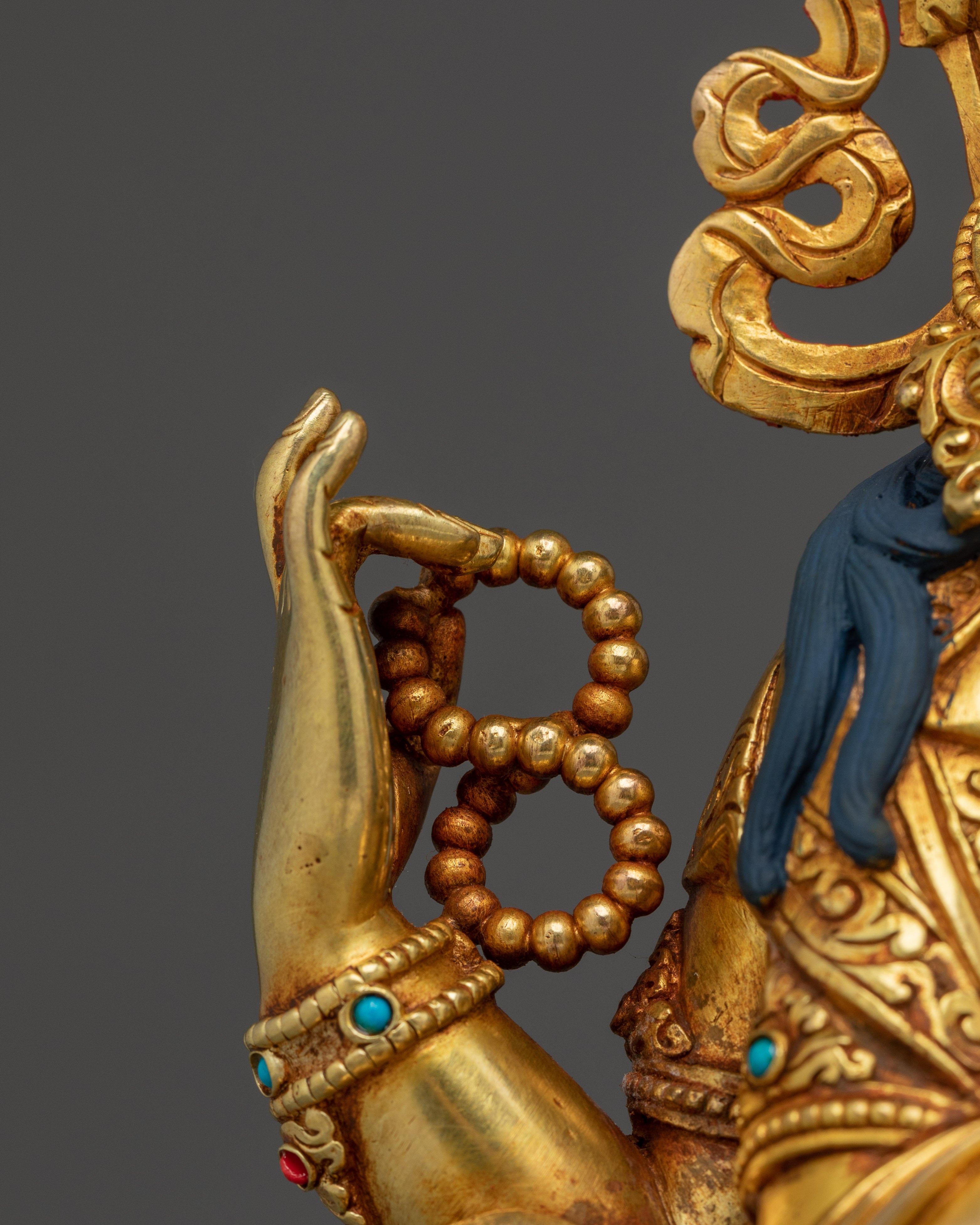 Gold Gilded Copper Avalokiteshvara Sculpture | Four-Armed Compassion Deity