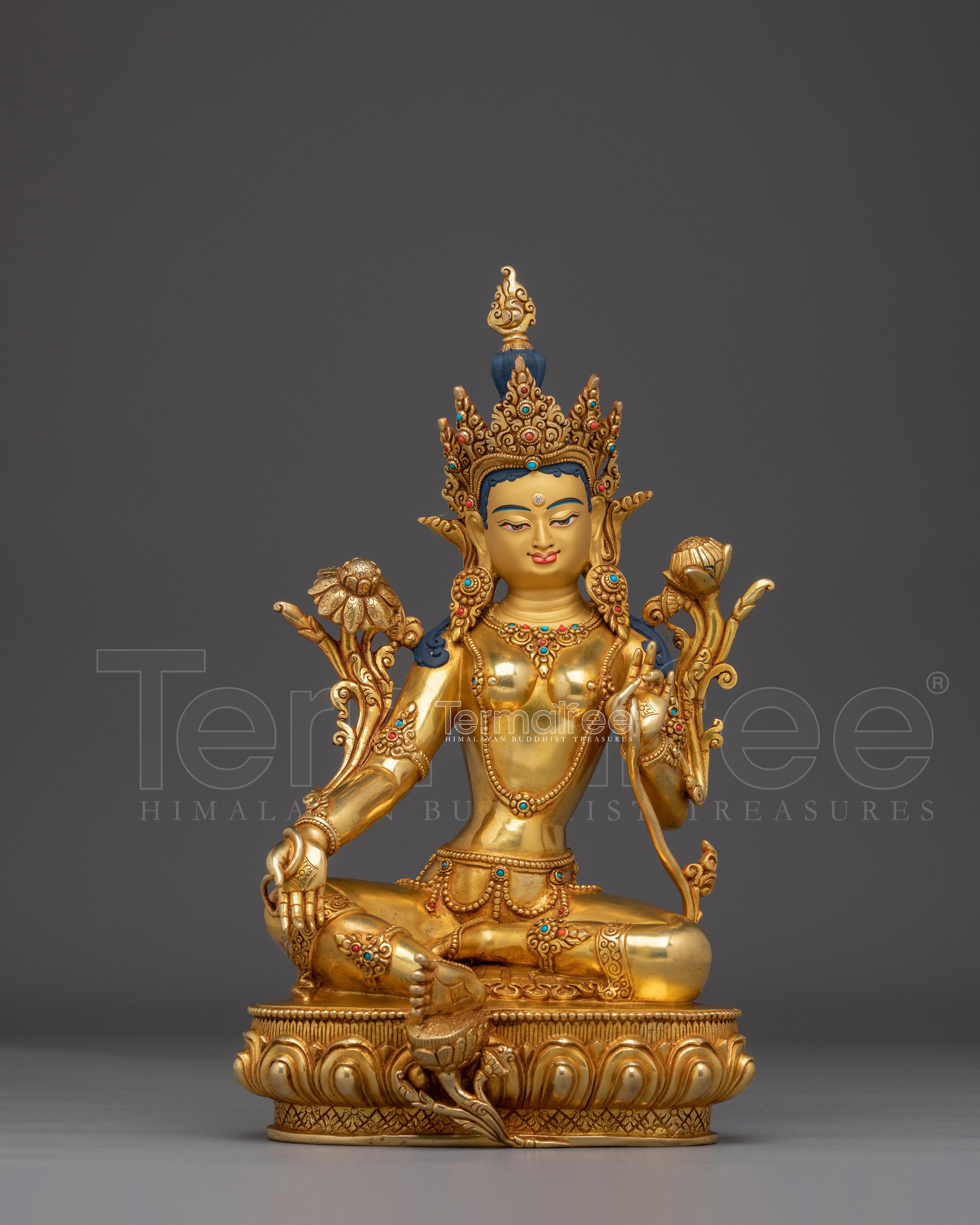 Vajrasattva statue in Gold and Copper | Buddhist Deity of Purification