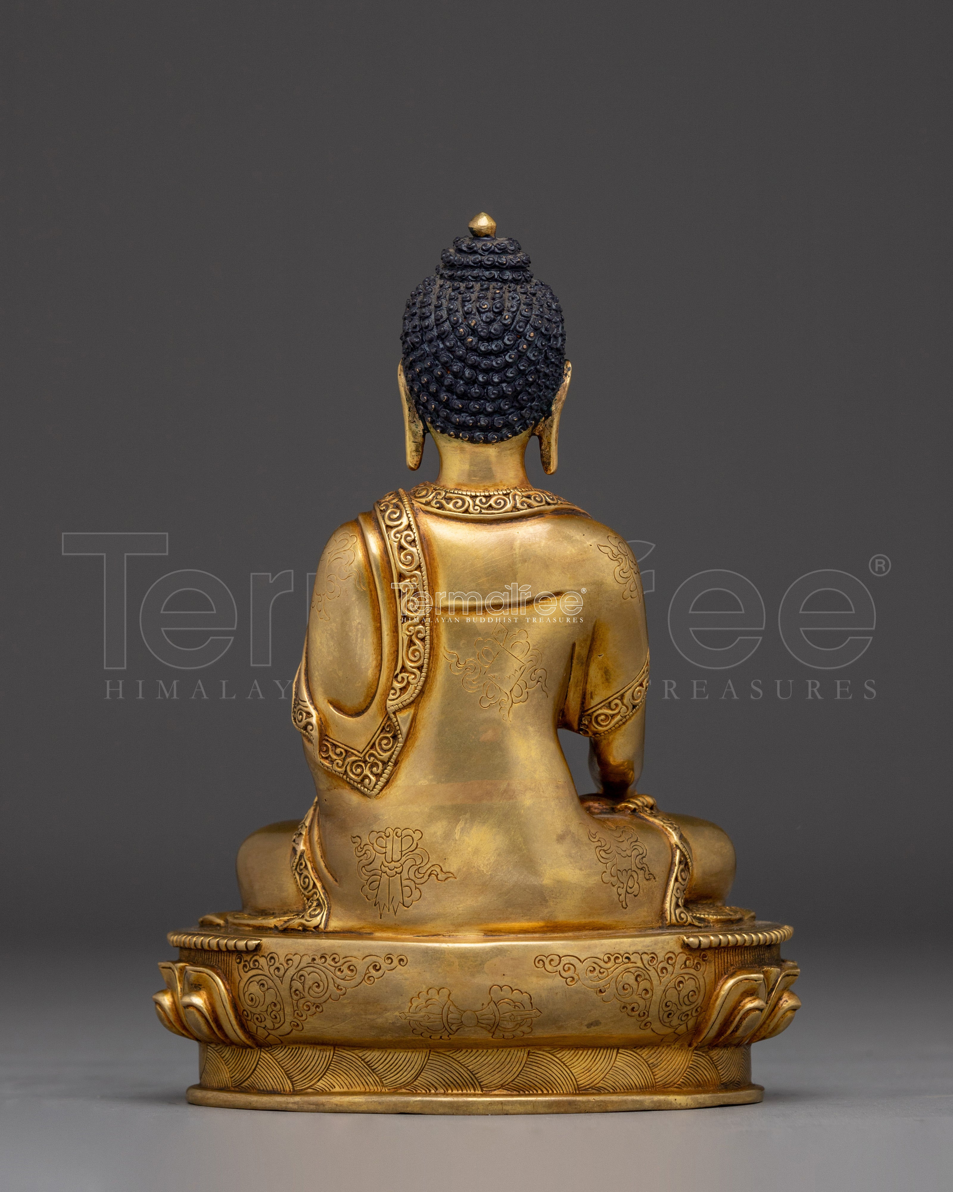Peaceful Golden Shakyamuni Buddha Art | Himalayan Sculpture