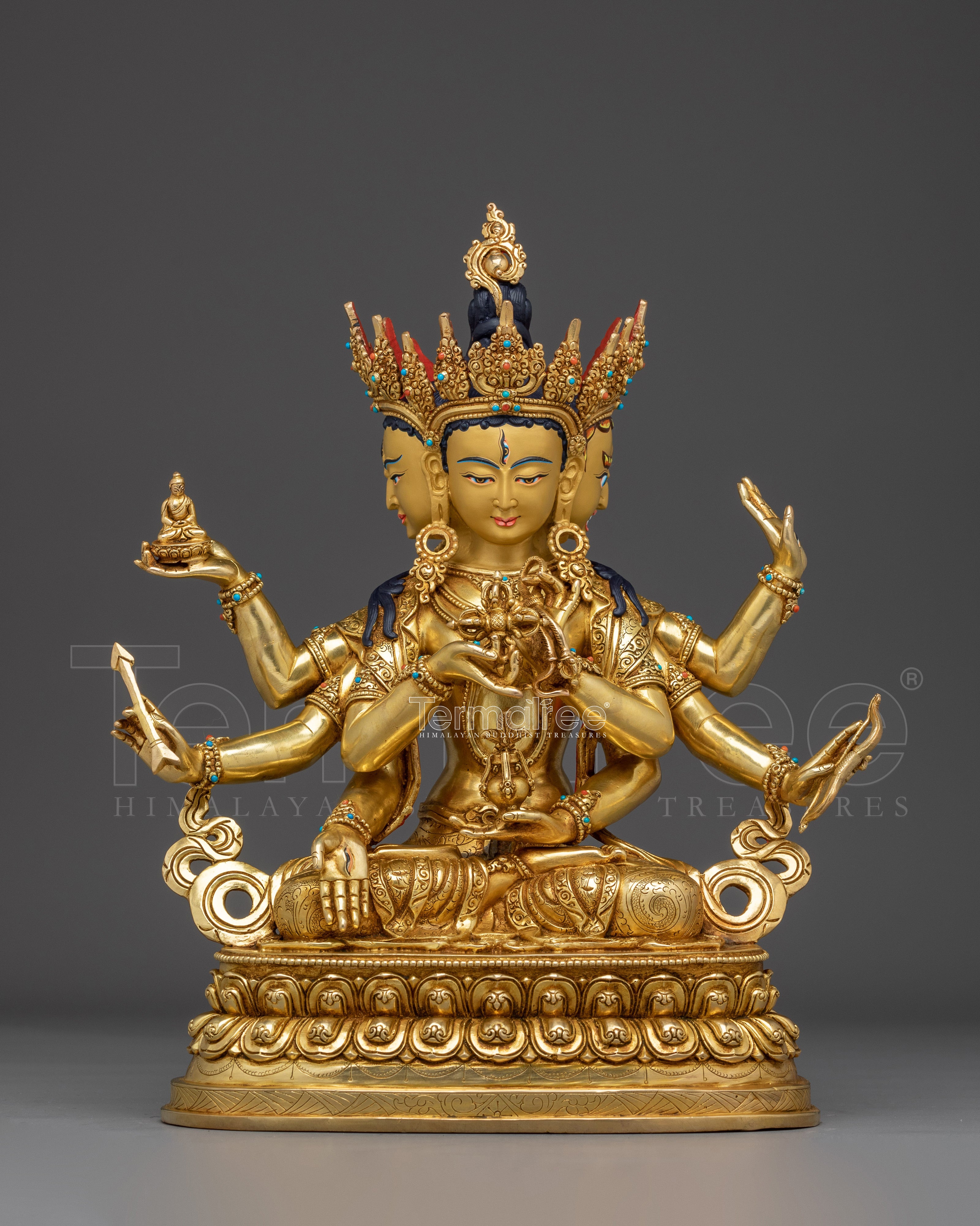 Longevity Goddess Namgyalma Golden Statue | Ushnishavijaya Artwork