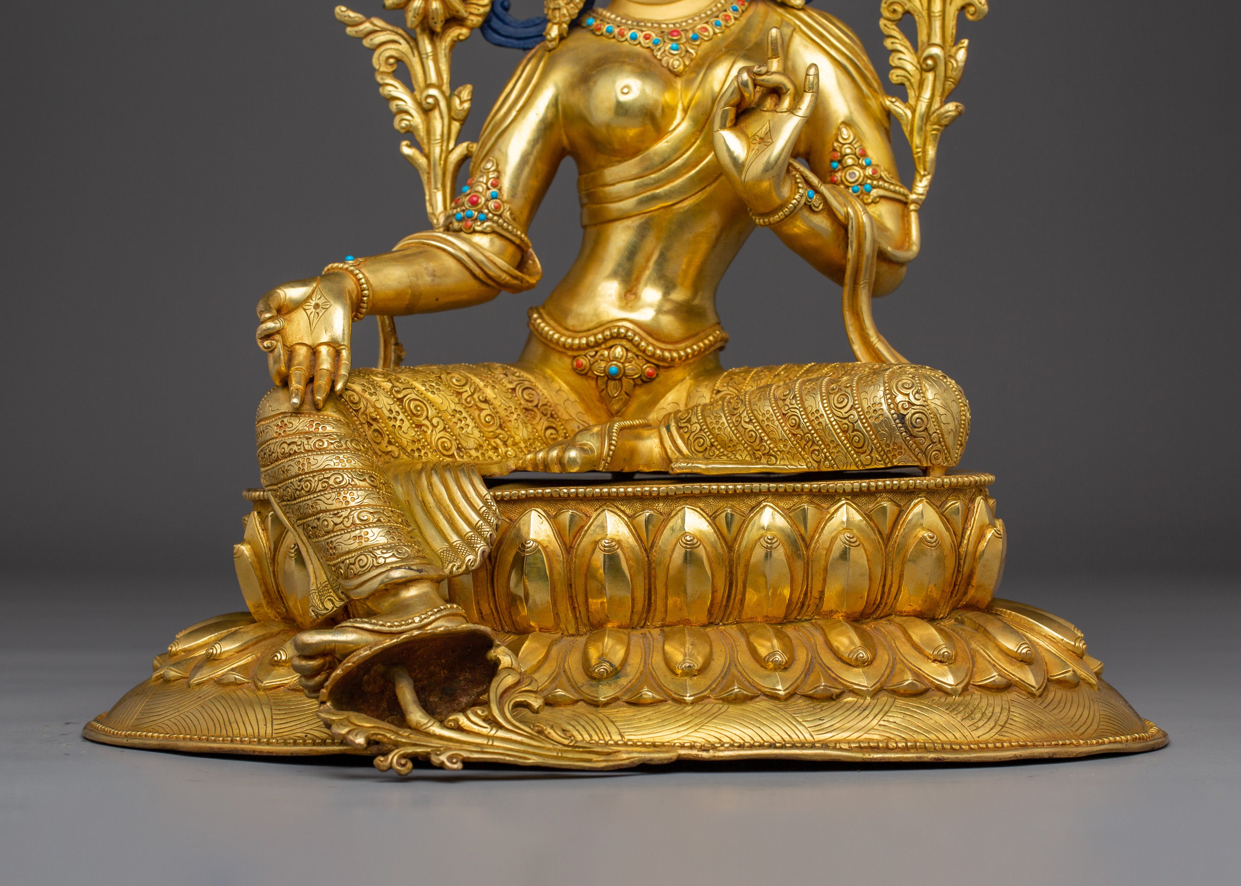 Golden Copper Green Tara Art | Embodies Compassion and Protection