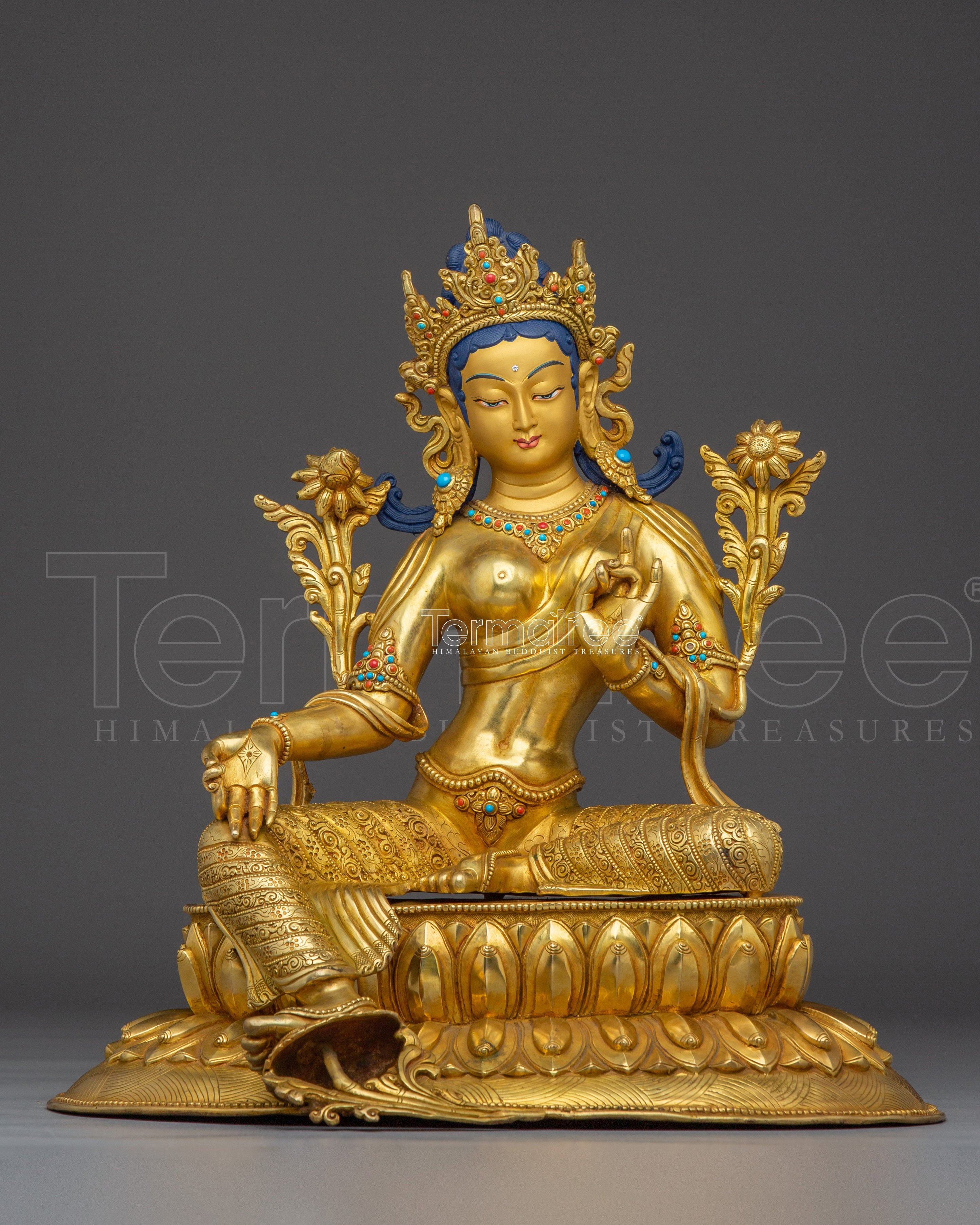 Golden Copper Green Tara Art | Embodies Compassion and Protection