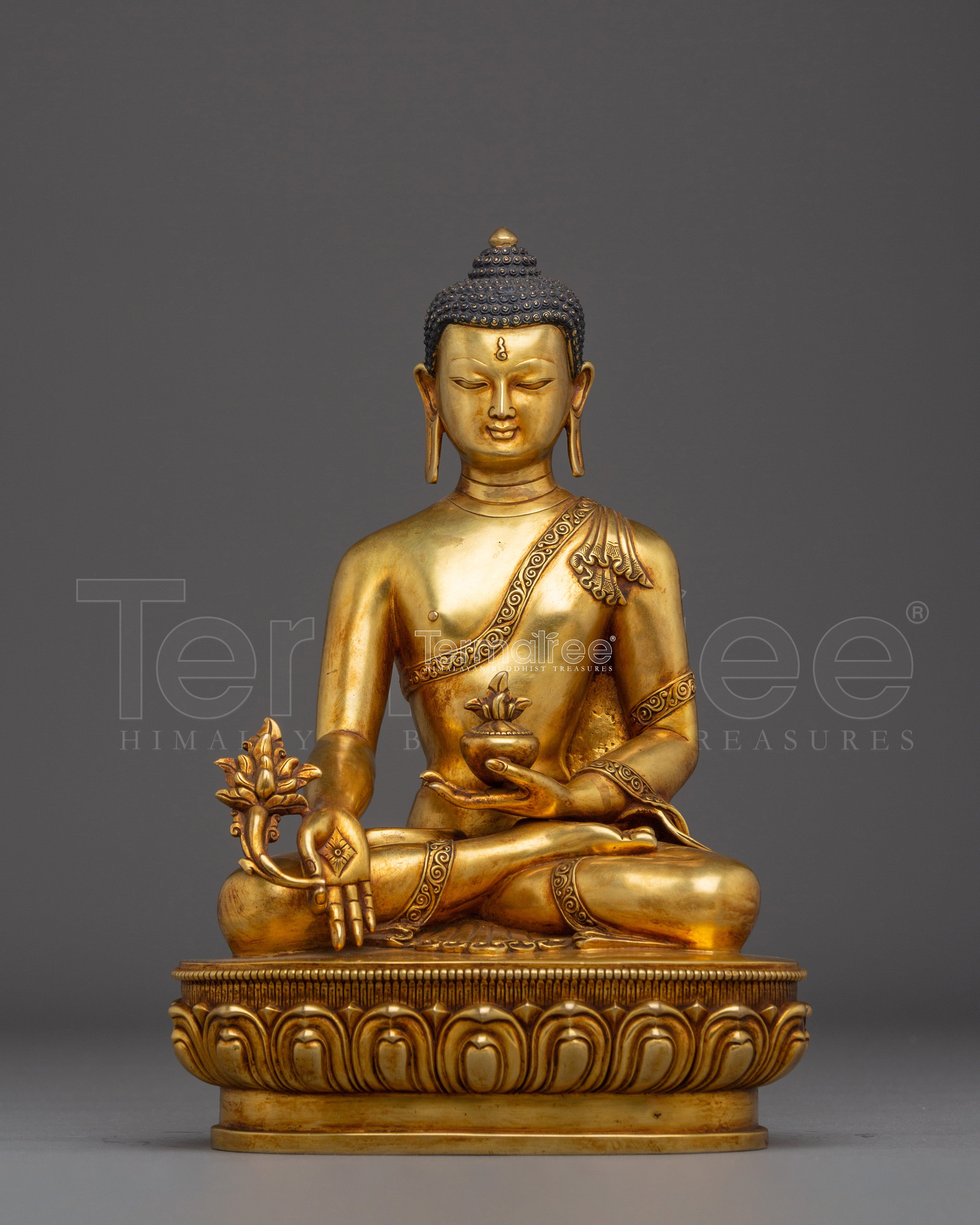 Supreme Healer Medicine Buddha Golden Statue for Healing and Meditation