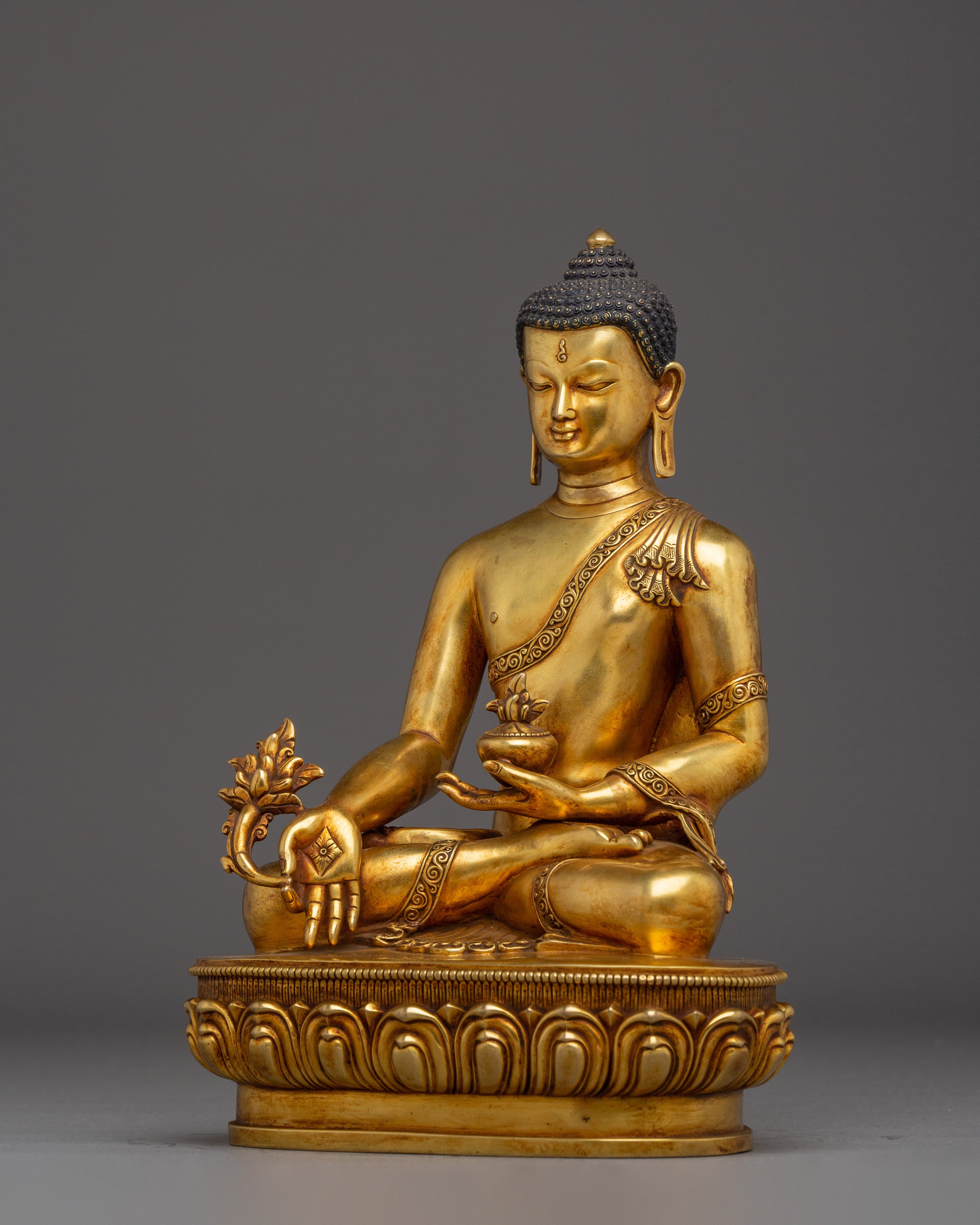 Supreme Healer Medicine Buddha Golden Statue for Healing and Meditation