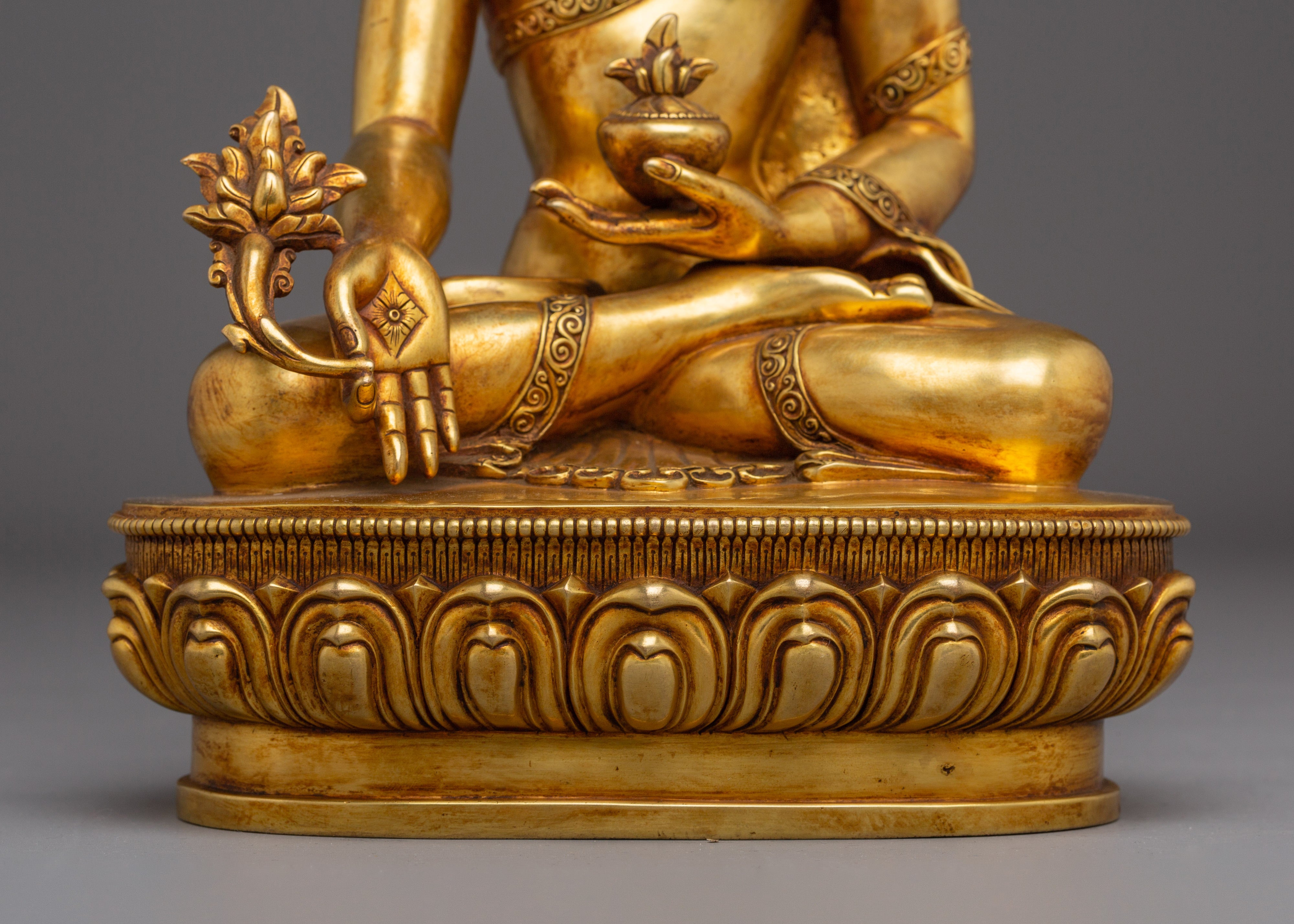 Supreme Healer Medicine Buddha Golden Statue for Healing and Meditation