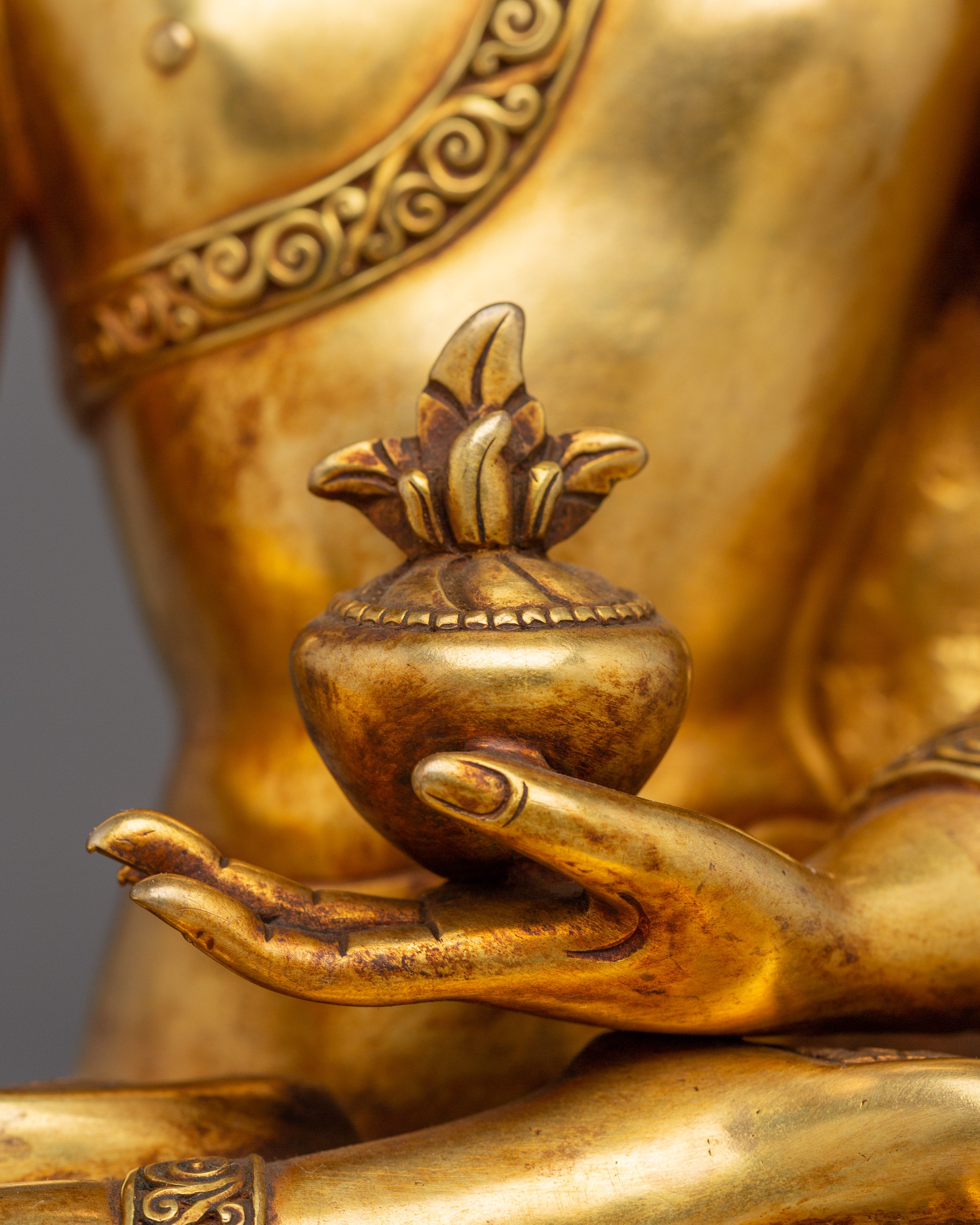 Supreme Healer Medicine Buddha Golden Statue for Healing and Meditation