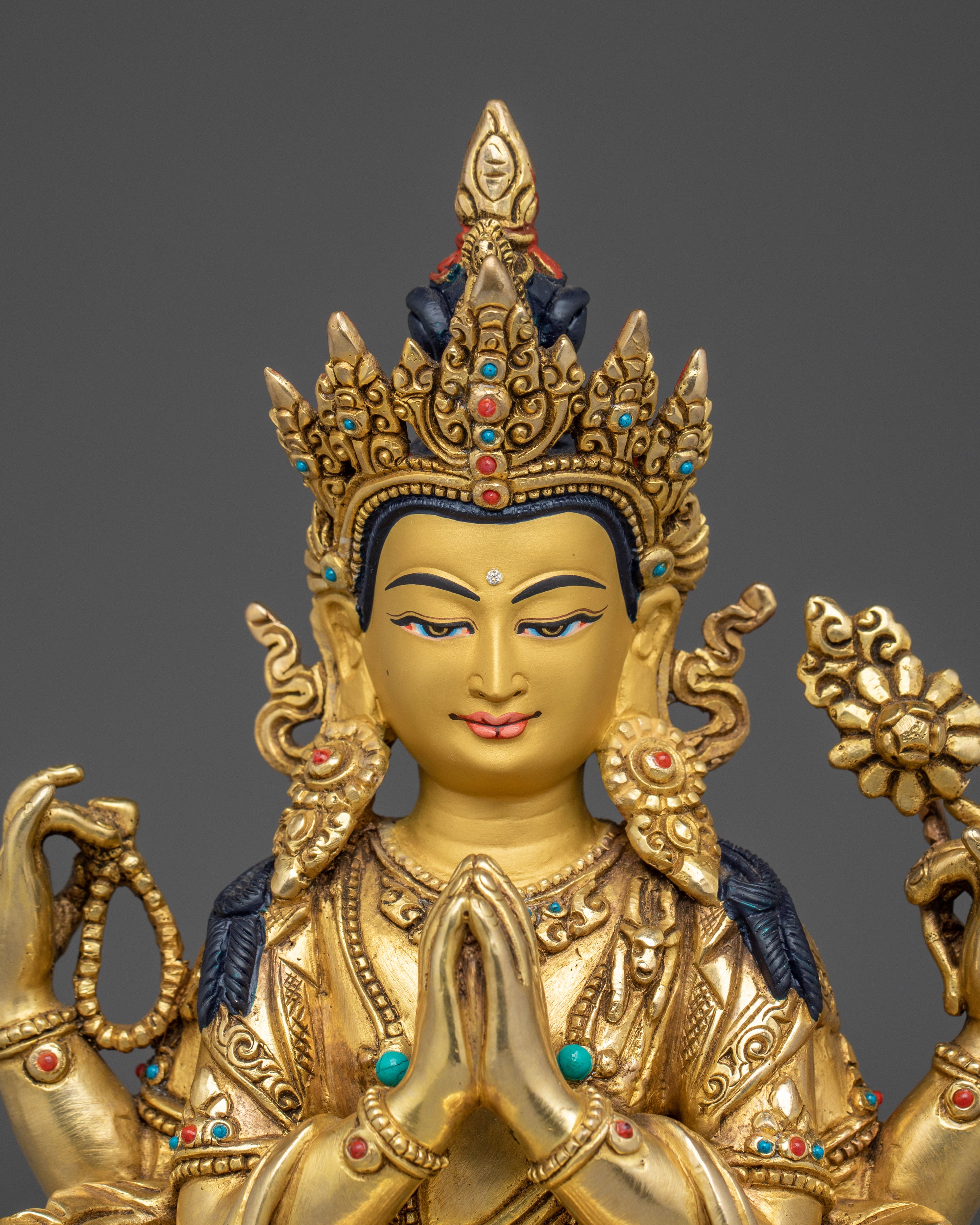 Himalayan Four-Armed Chenrezig Statue | Embodiment of Compassion