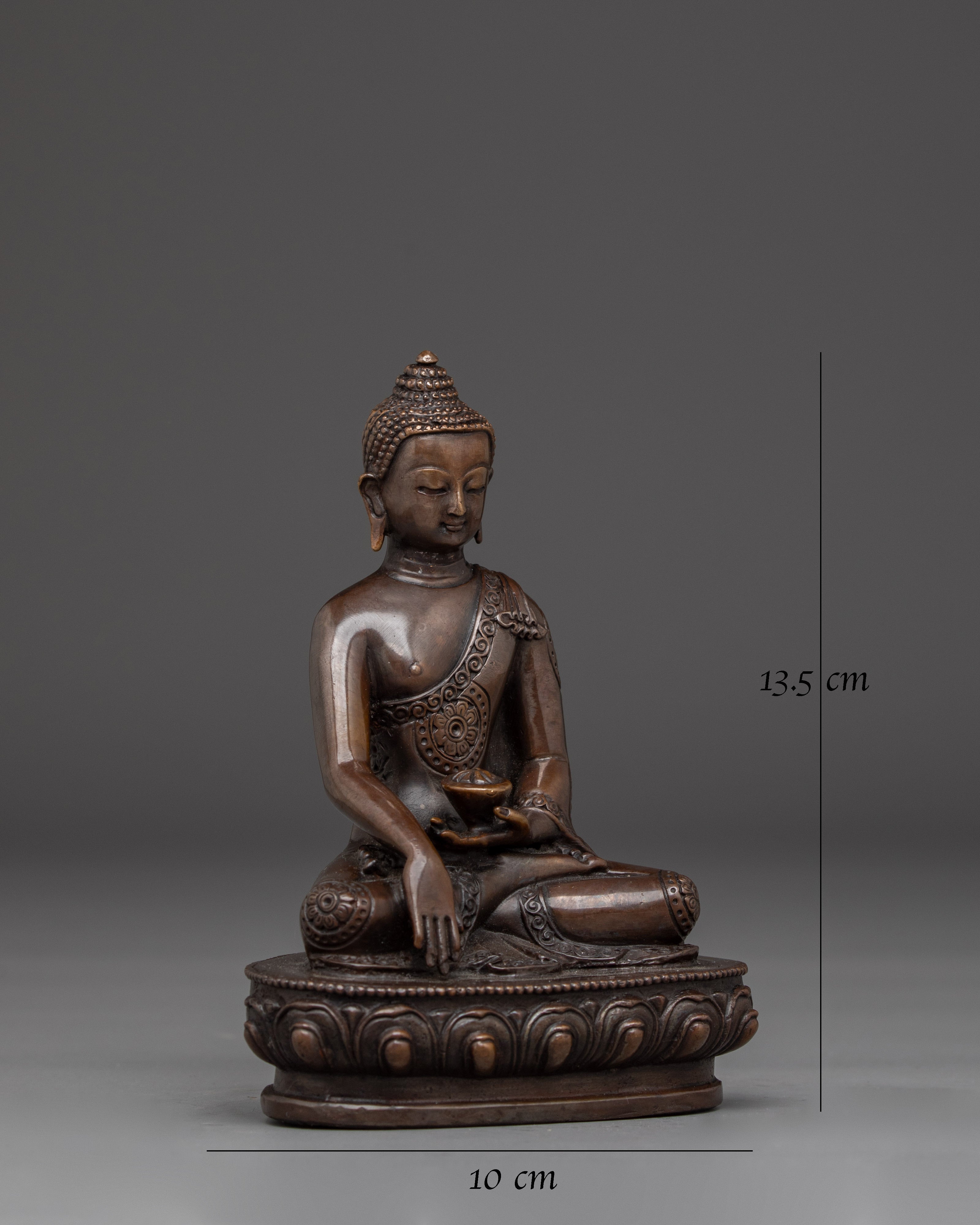 Historical Shakyamuni Buddha Oxidized Copper Statue 