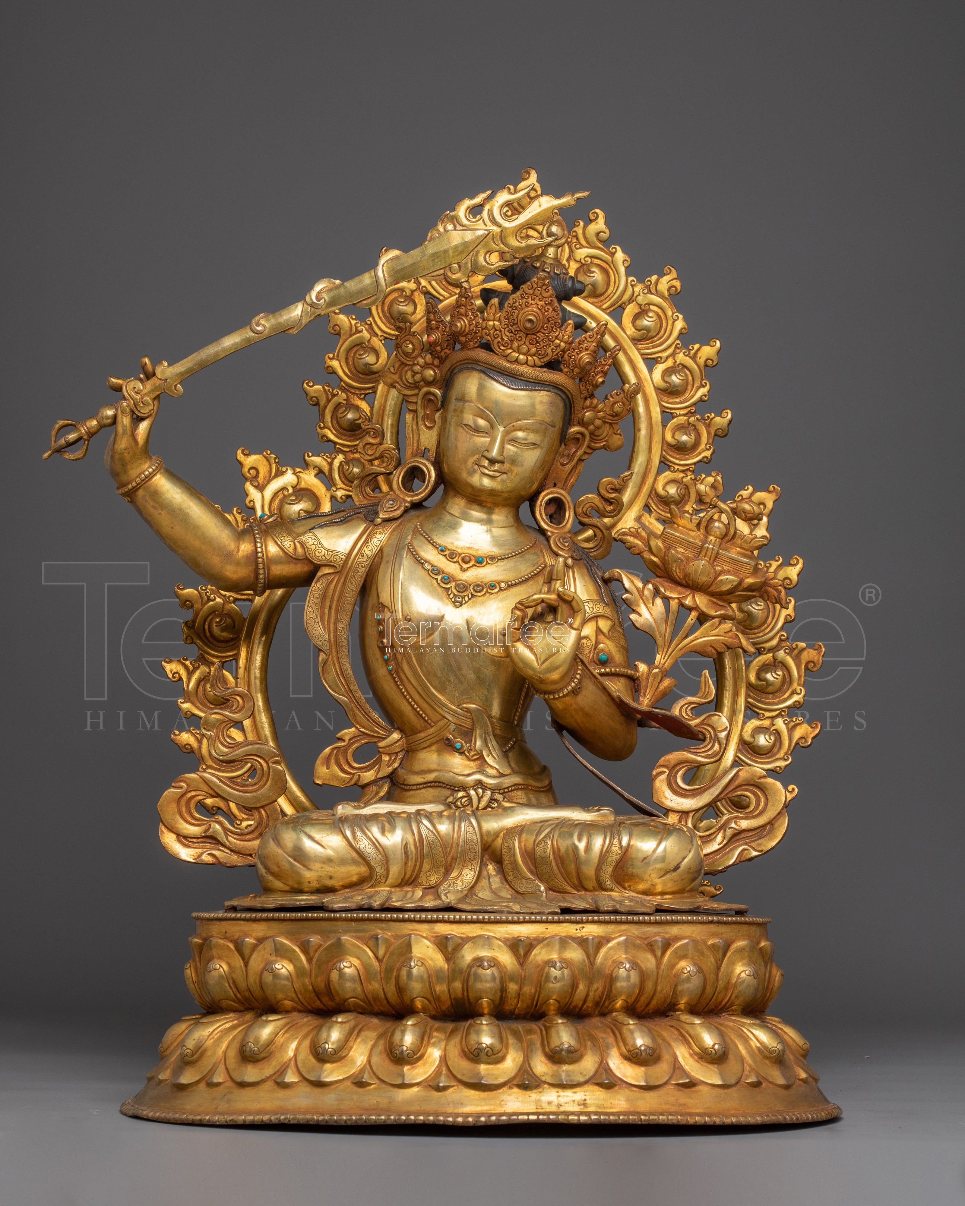 Radiant Wisdom Bodhisattva Manjushri Statue | Buddhist Spiritual Artwork