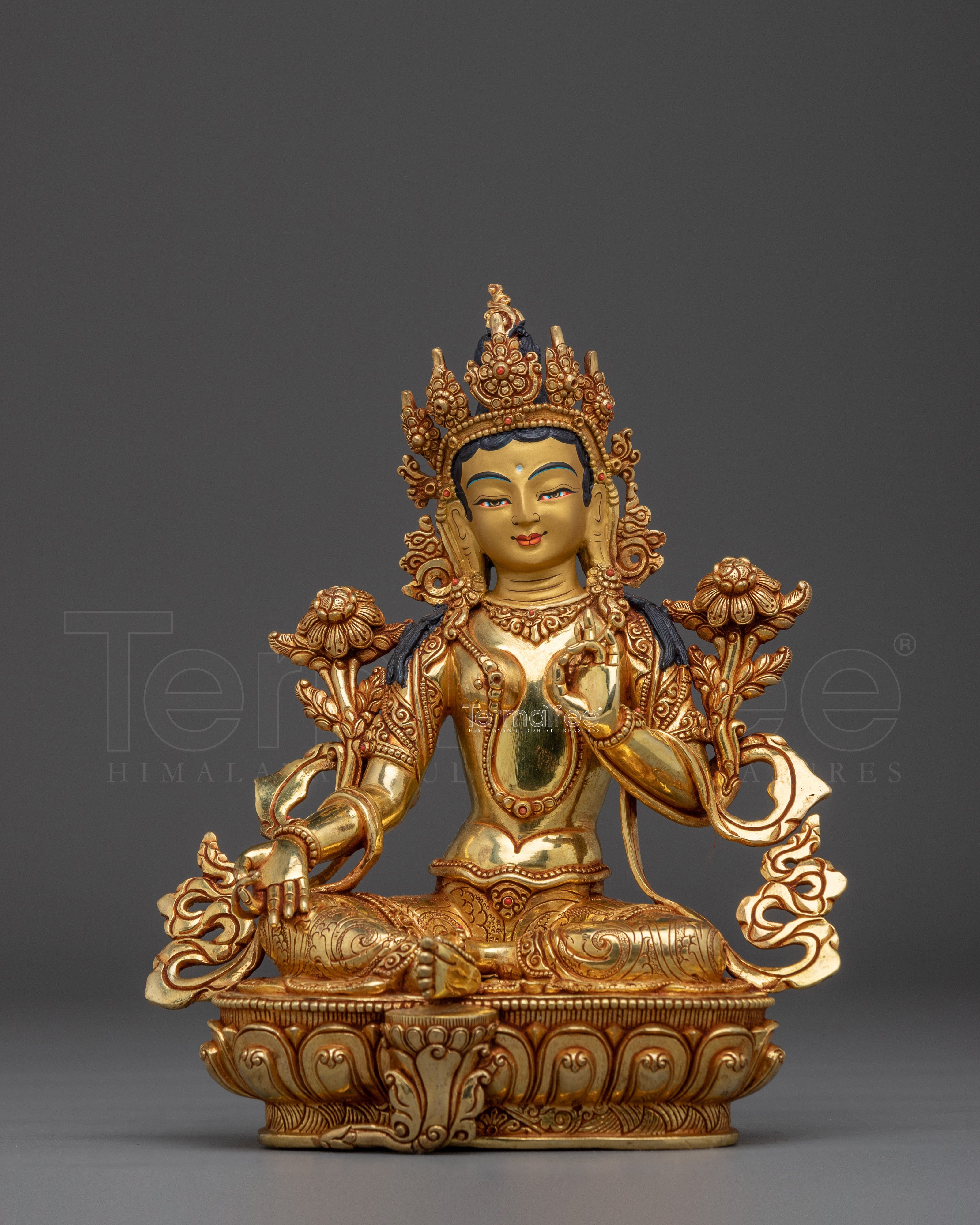 Female Buddha Sculpture of Green Tara | Peaceful Tara