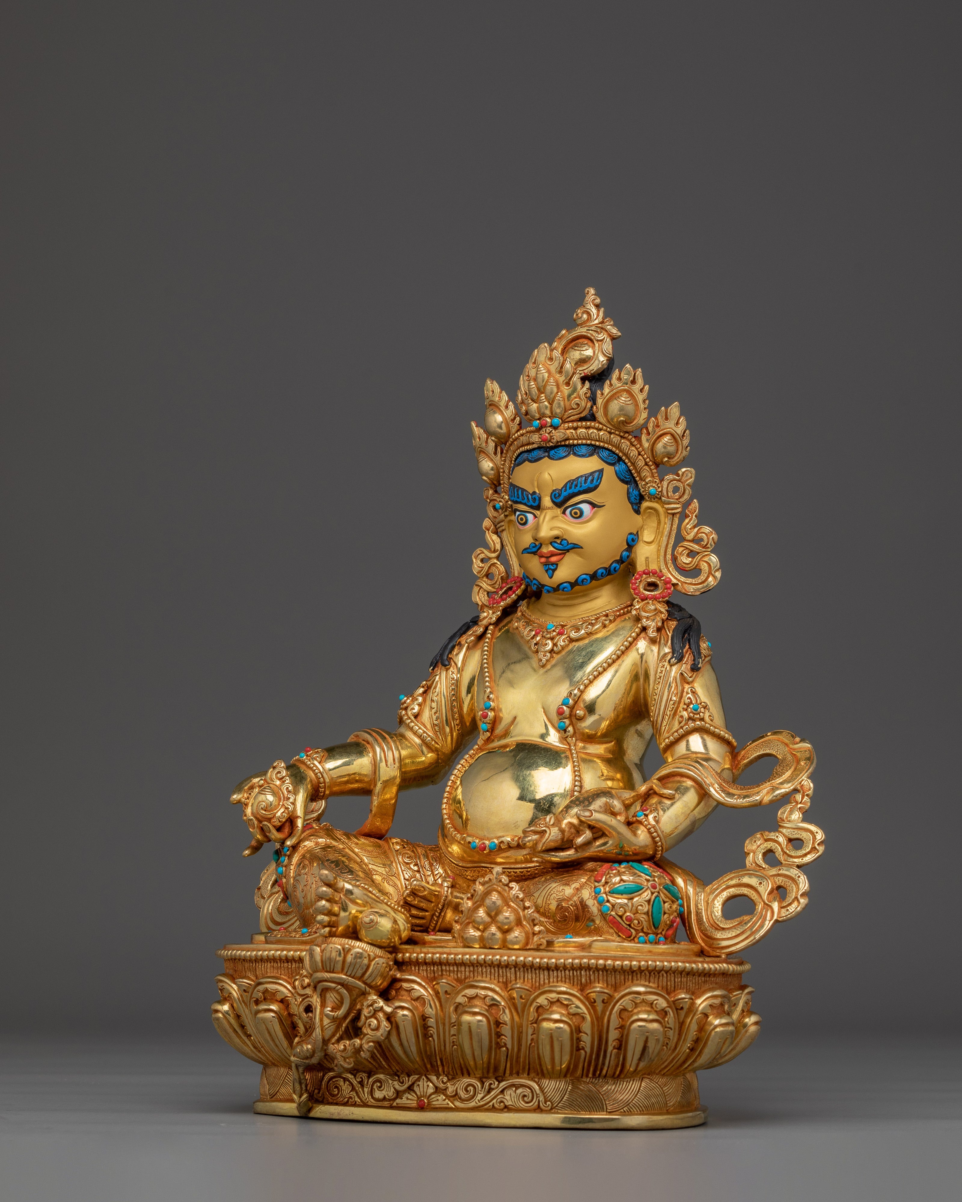 Handmade Dzambhala statue with a Copper Body | Symbol of Wealth and Prosperity