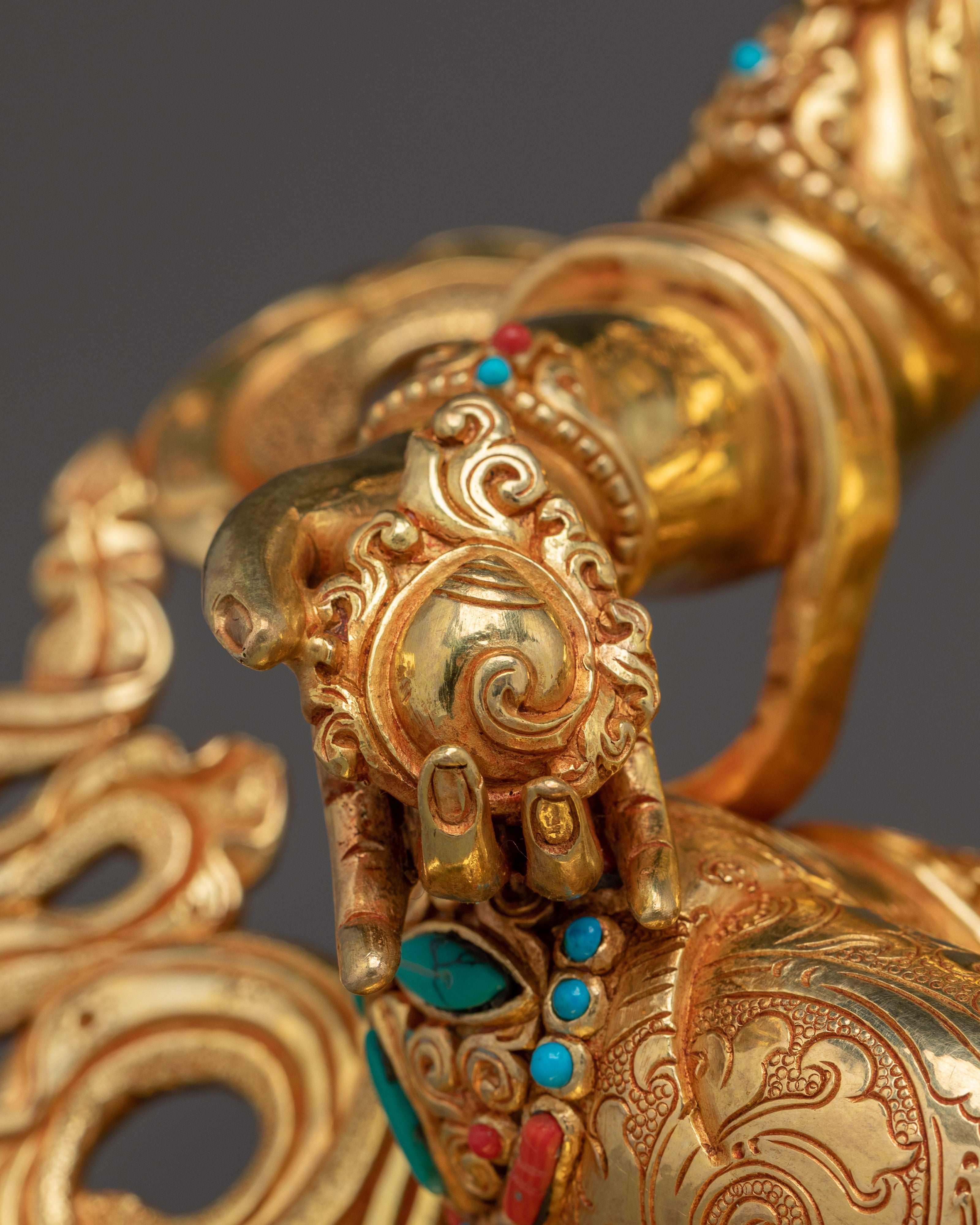 Handmade Dzambhala statue with a Copper Body | Symbol of Wealth and Prosperity