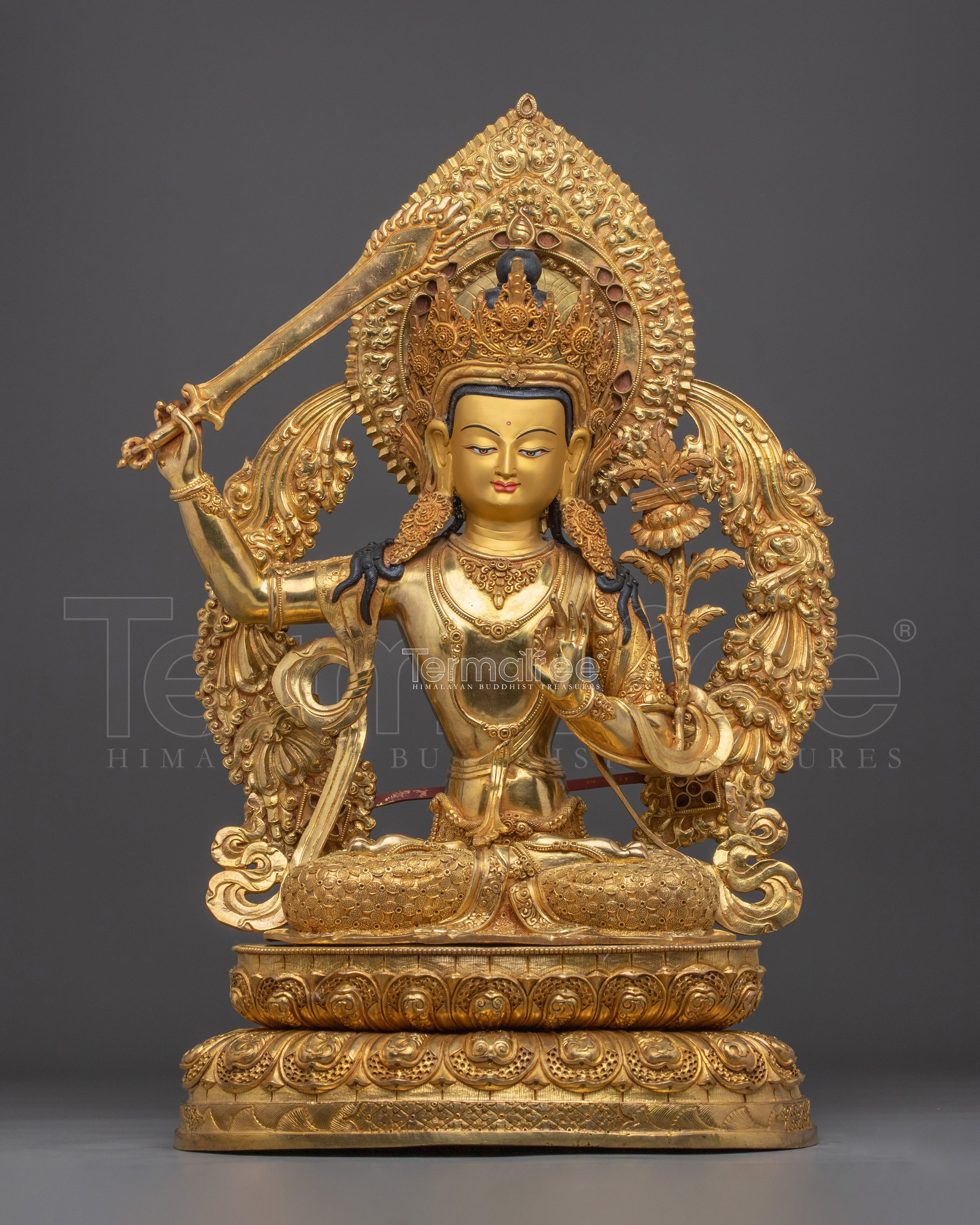 Tibetan Wisdom Bodhisattva Manjushri Figurine | Himalayan Buddhism Art