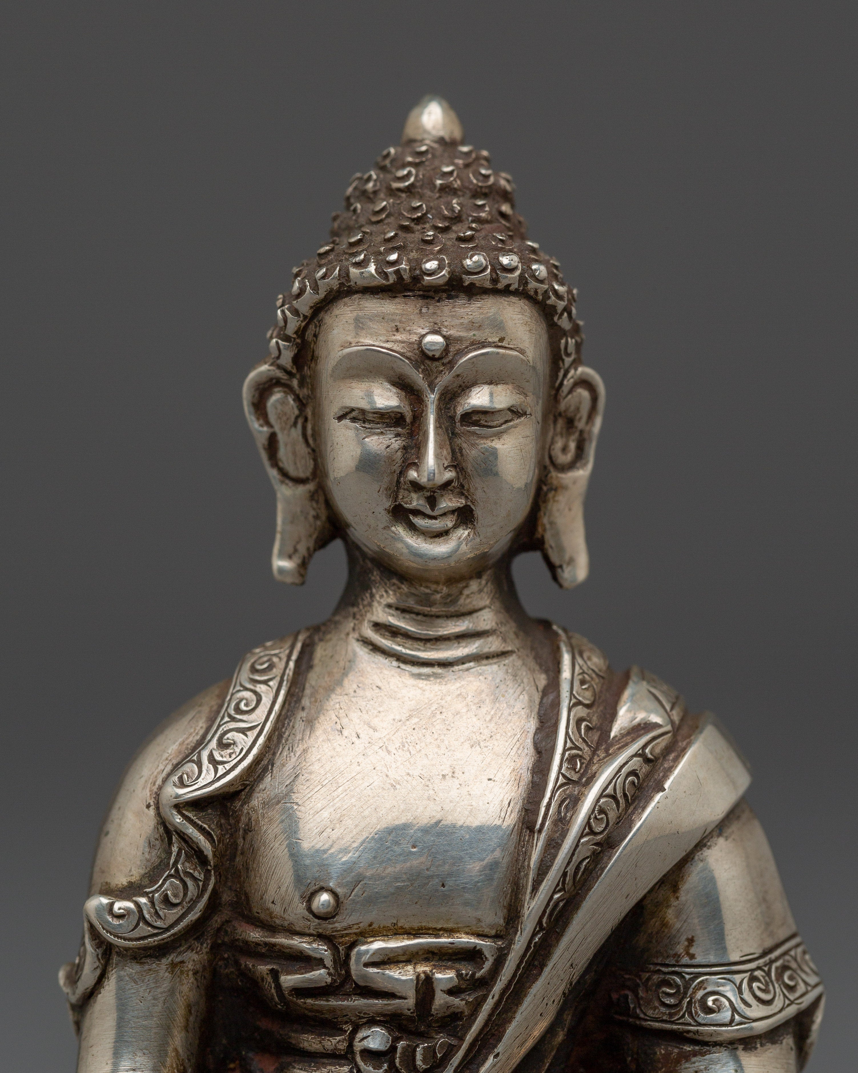 Silver Gautama Buddha Statue | Dharma Teacher Shakyamuni Buddha