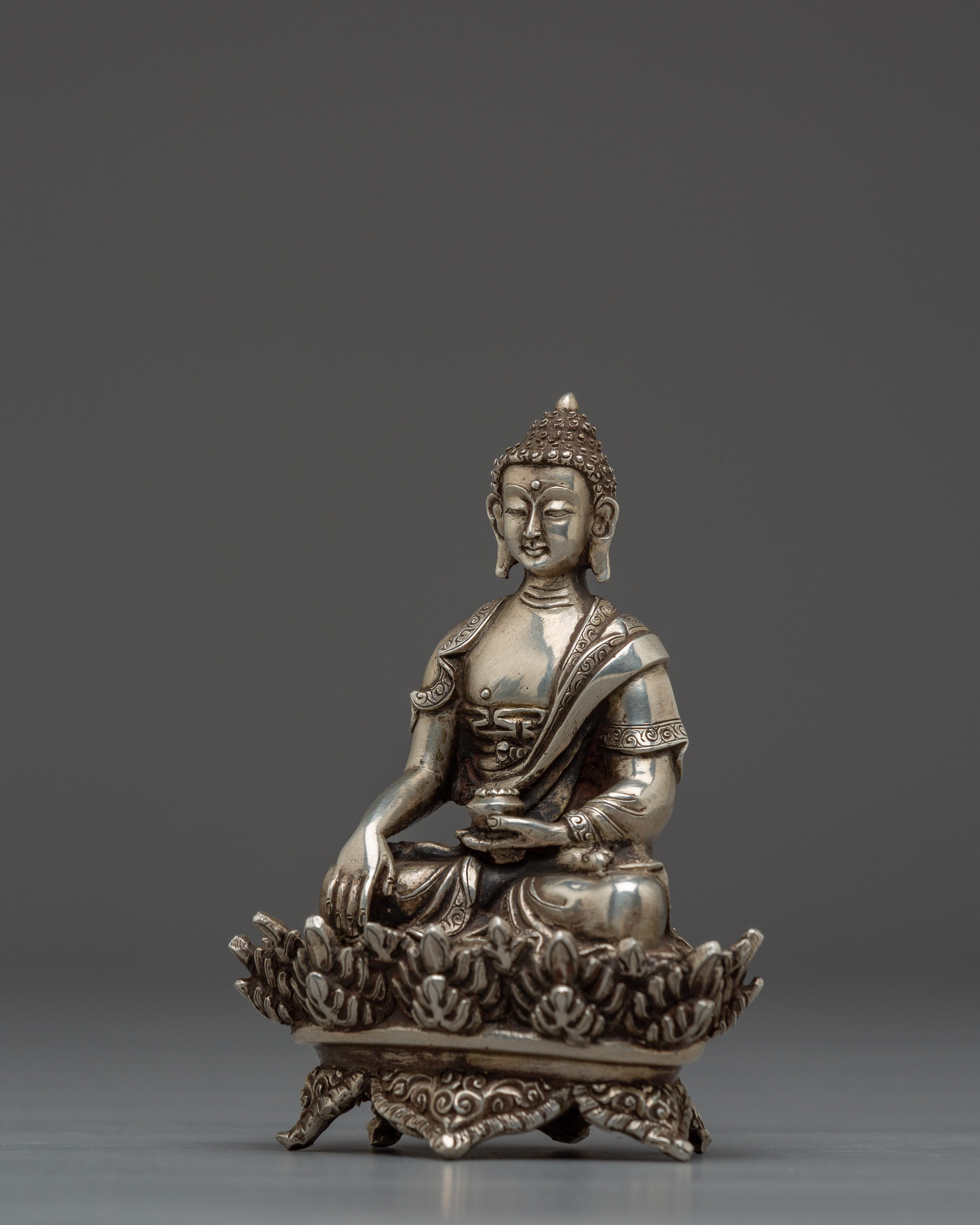 Silver Gautama Buddha Statue | Dharma Teacher Shakyamuni Buddha