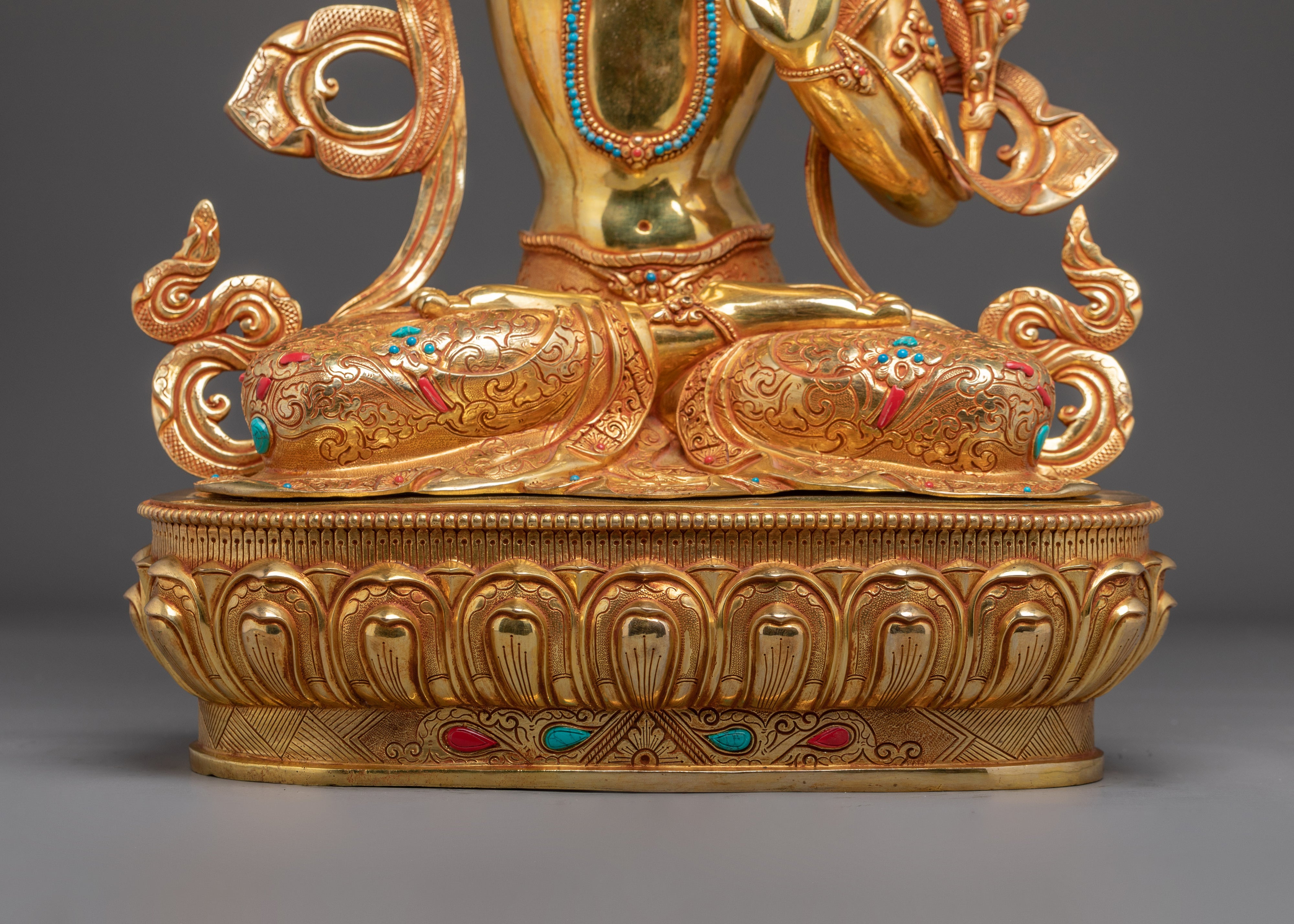 Golden Radiant Manjushri Statue | Bodhisattva of Wisdom