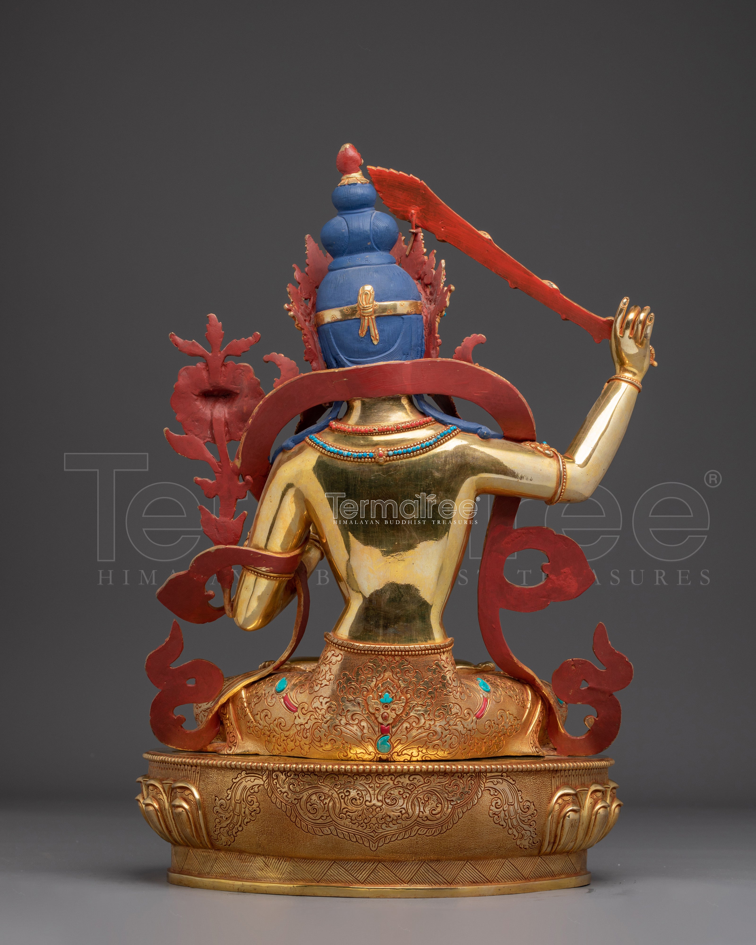Golden Radiant Manjushri Statue | Bodhisattva of Wisdom
