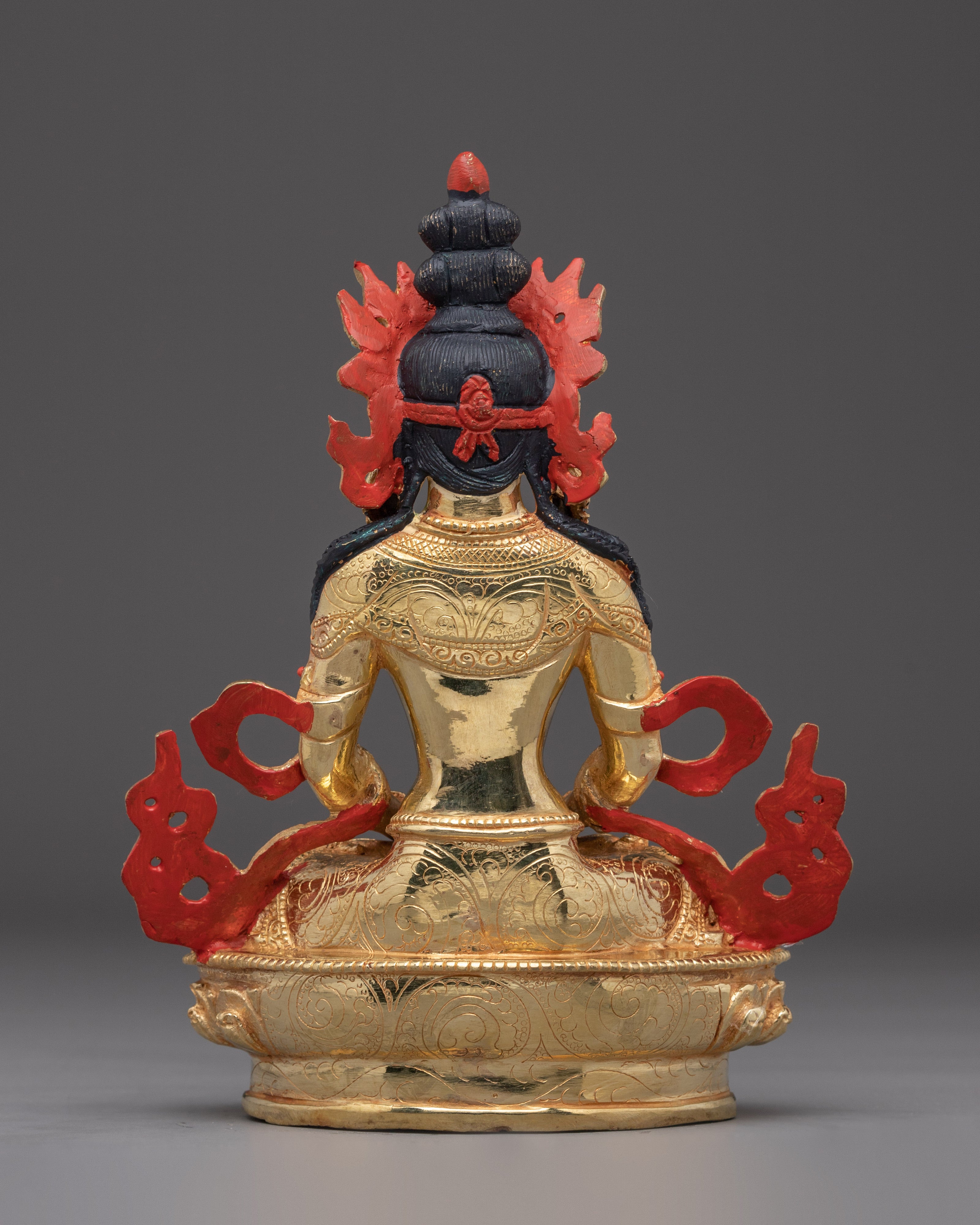 Amitayus Statue in Golden Copper | Himalayan Artwork