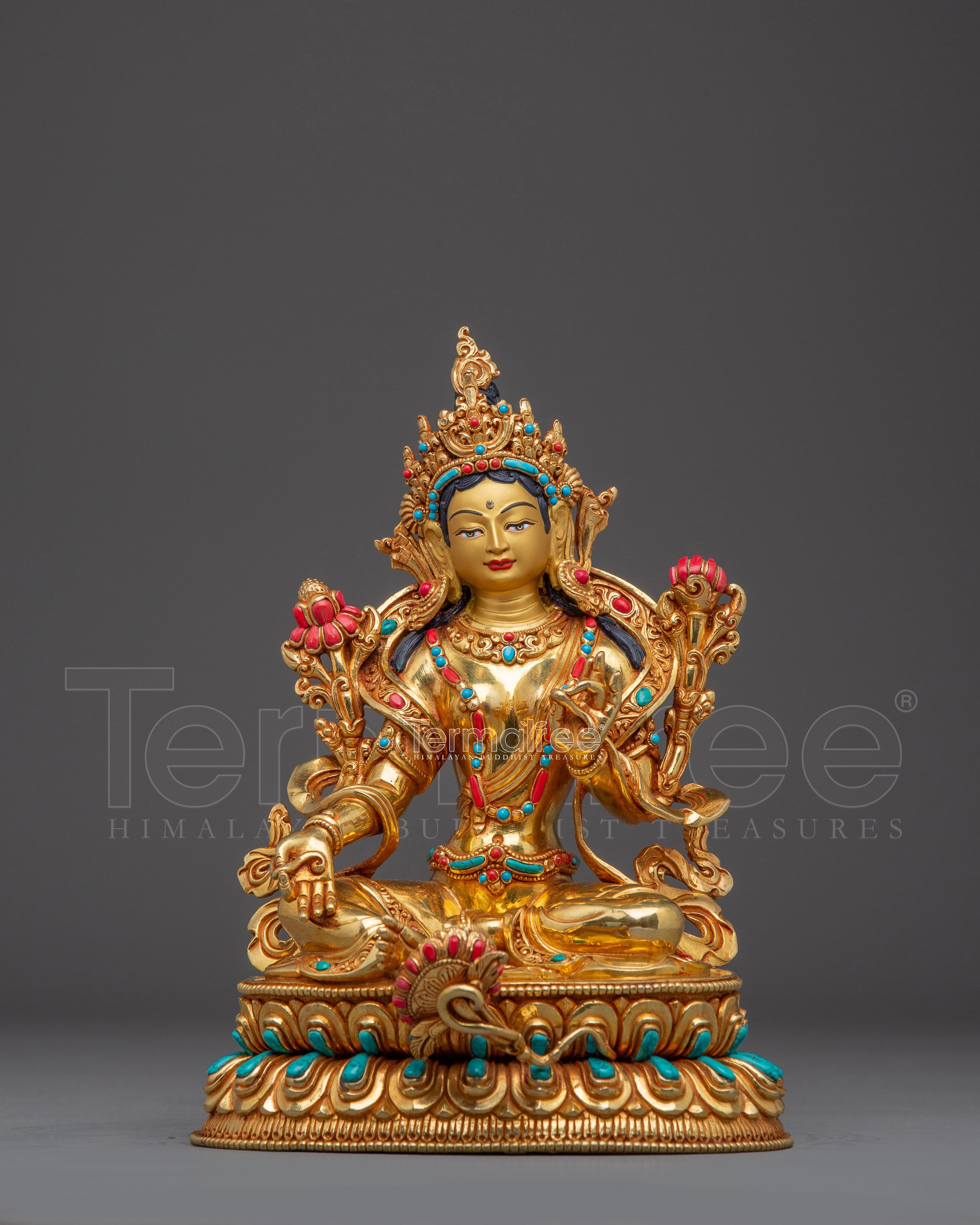 Green Tara, Compassion Deity Statue | Himalayan Buddhist Art
