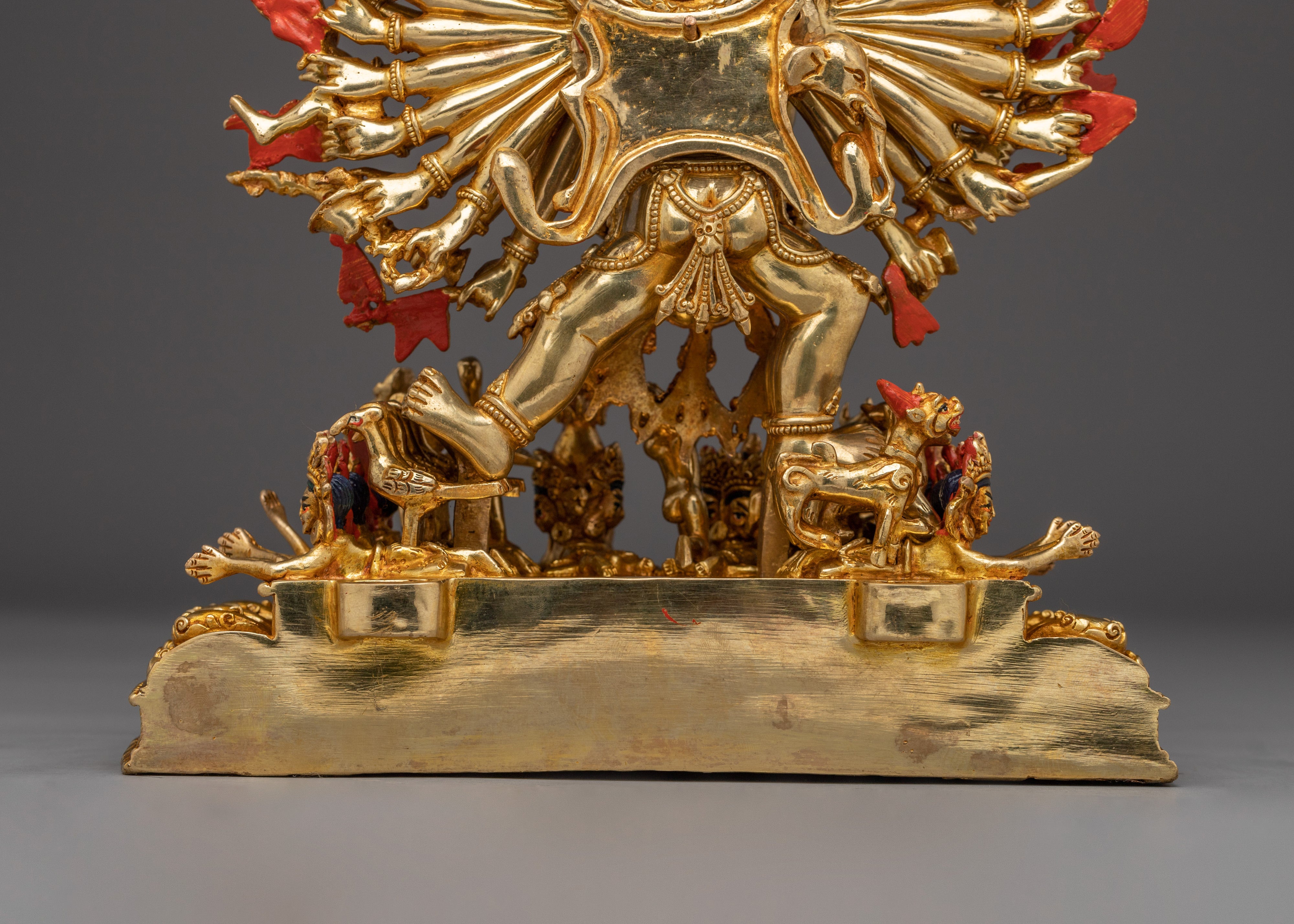 24K Gold Gilded Yamantaka Statue | Copper Buddhist Deity of Wisdom