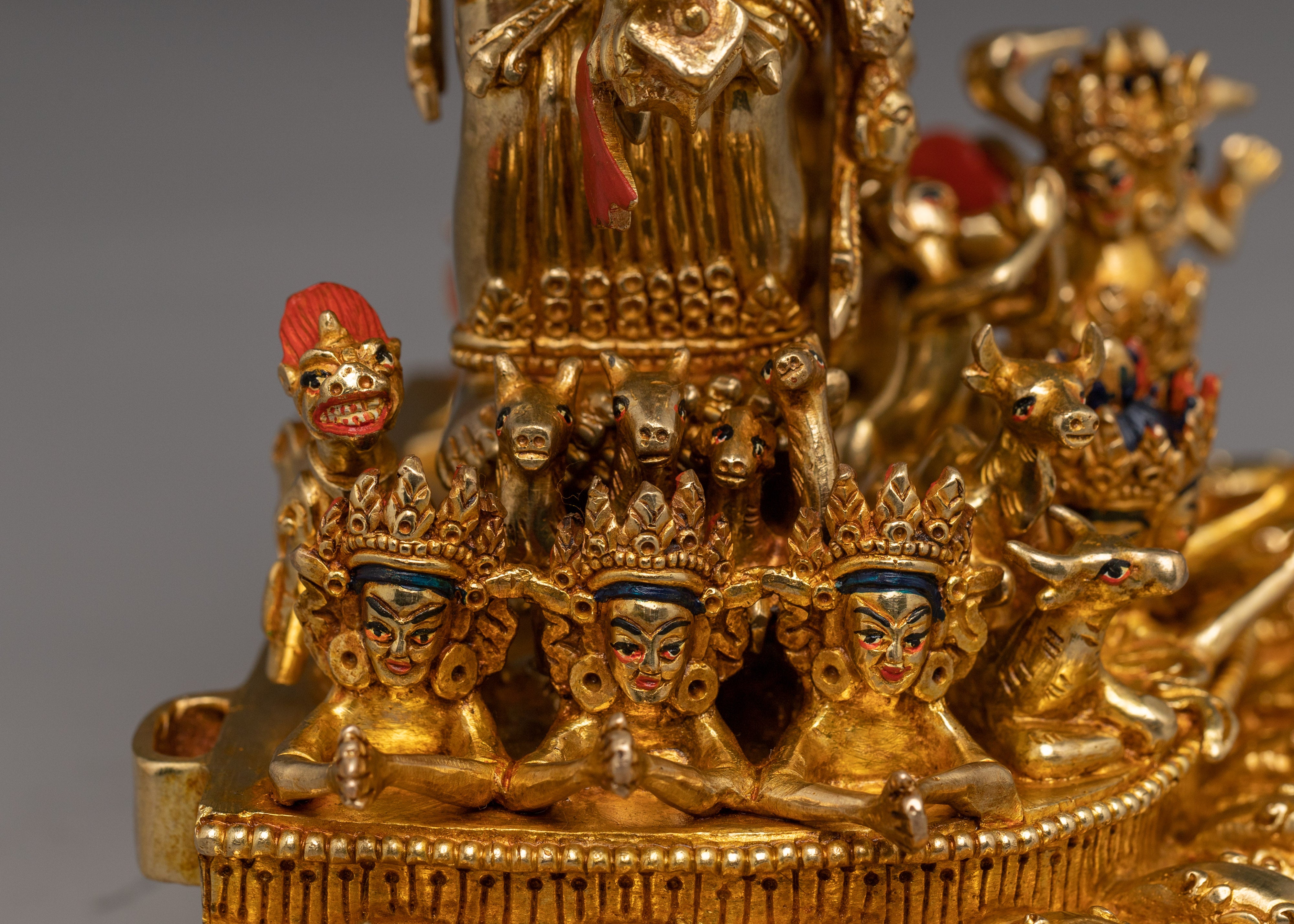 24K Gold Gilded Yamantaka Statue | Copper Buddhist Deity of Wisdom