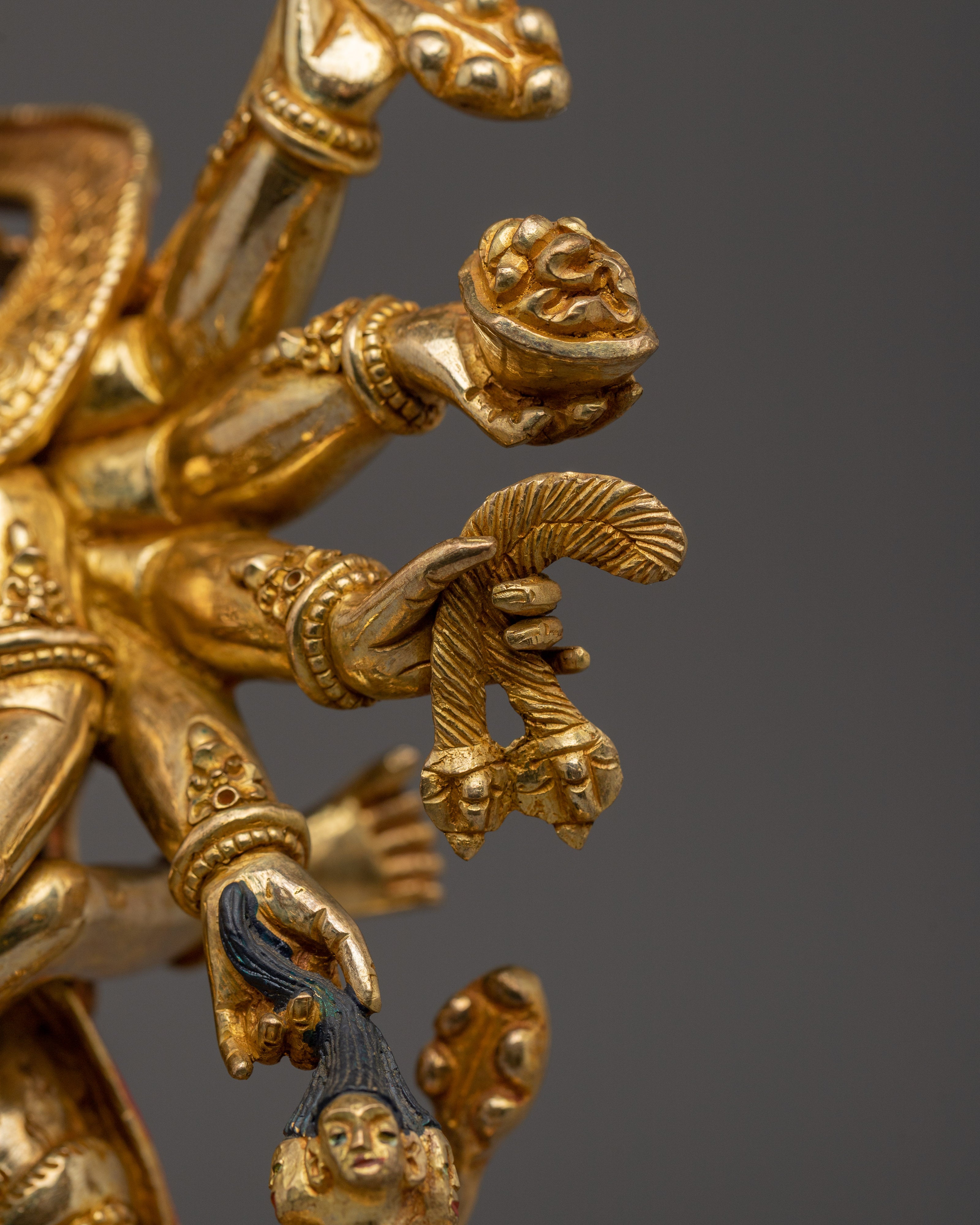 Copper Sculpture Gold Gilded Chakrasambhara | Tantric Copper Deity for Ritual Practice