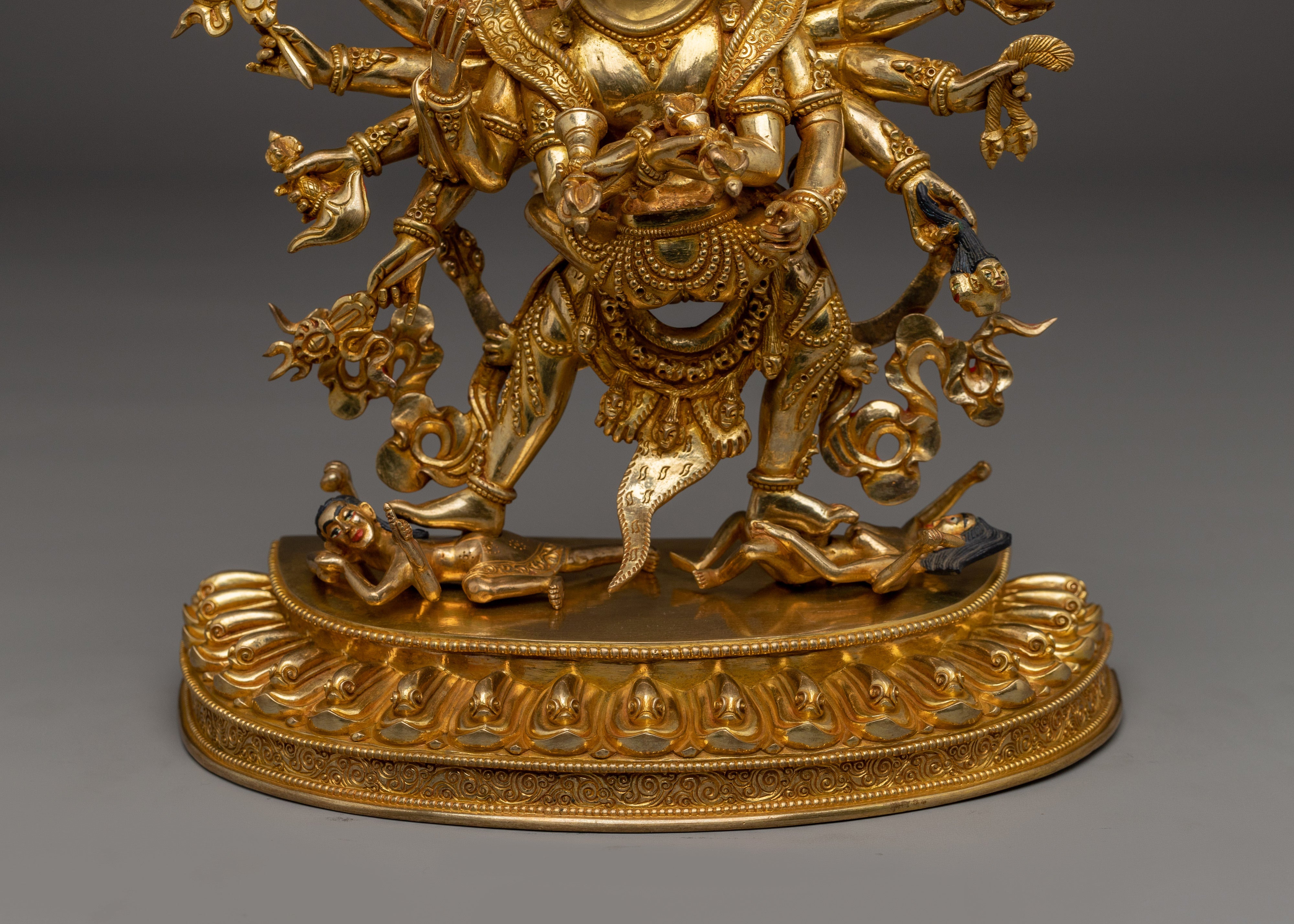 Copper Sculpture Gold Gilded Chakrasambhara | Tantric Copper Deity for Ritual Practice