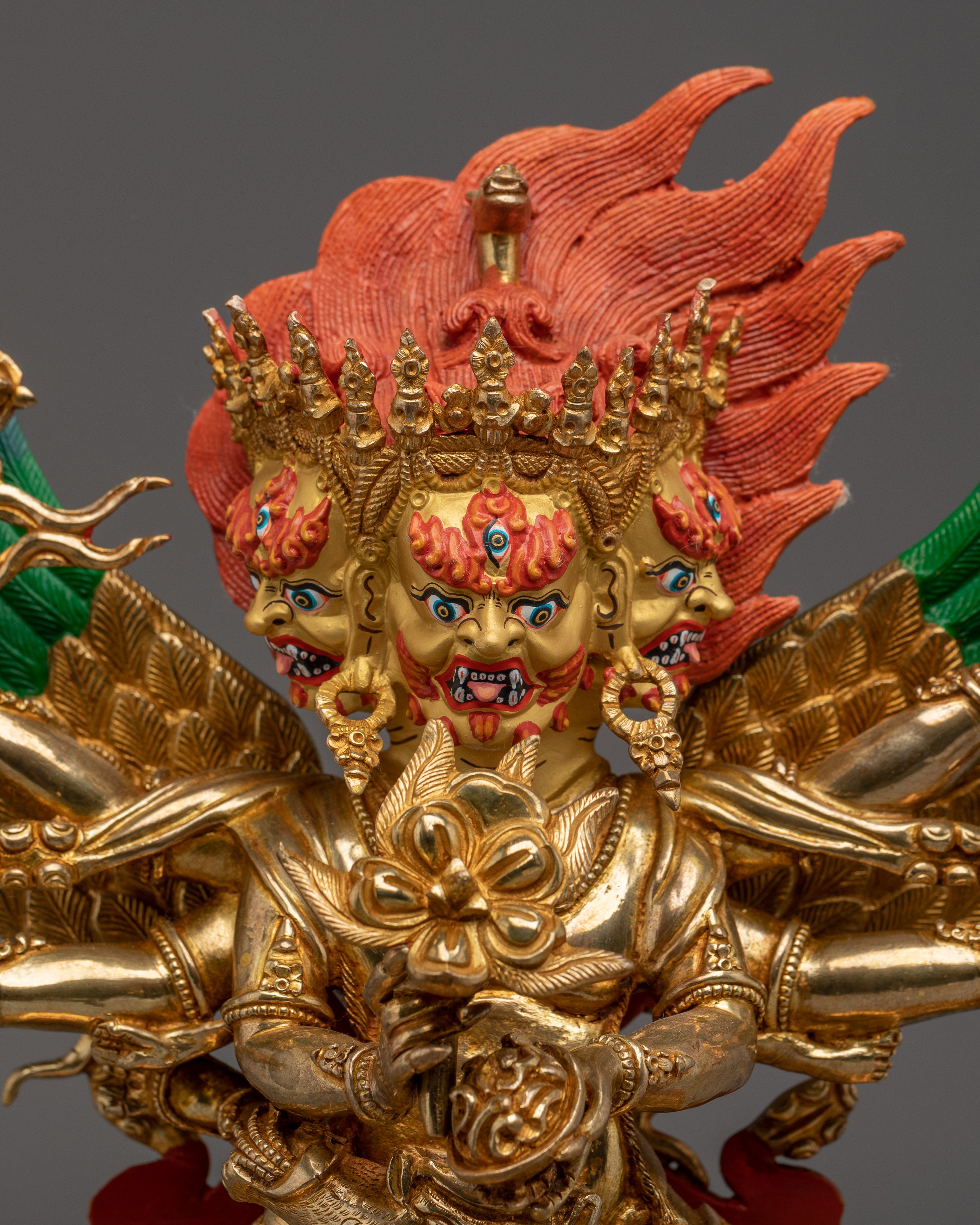 Fierce 24K Gold Hayagriva statue | Wrathful Tibetan Copper Deity for Healing