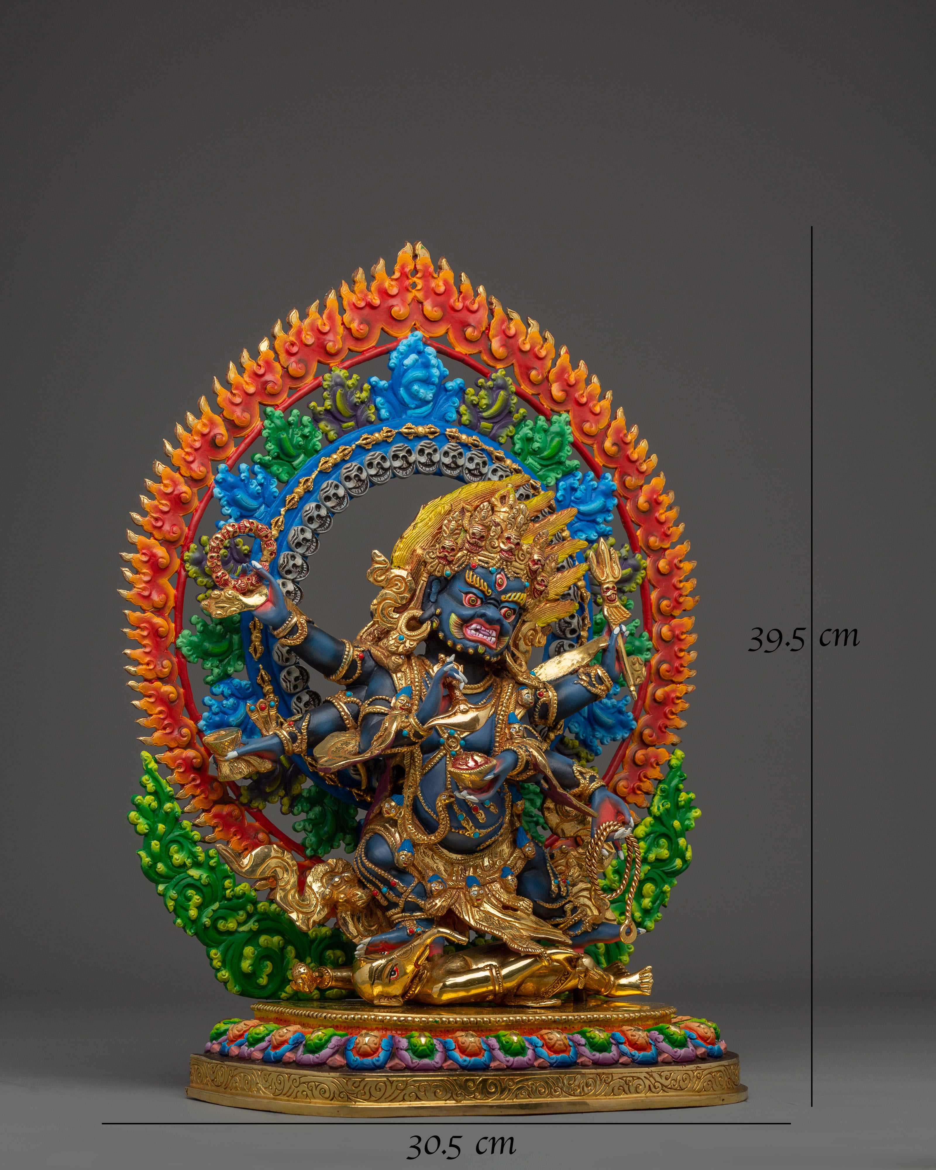  Gold Gilded Six-Armed Mahakala Statue