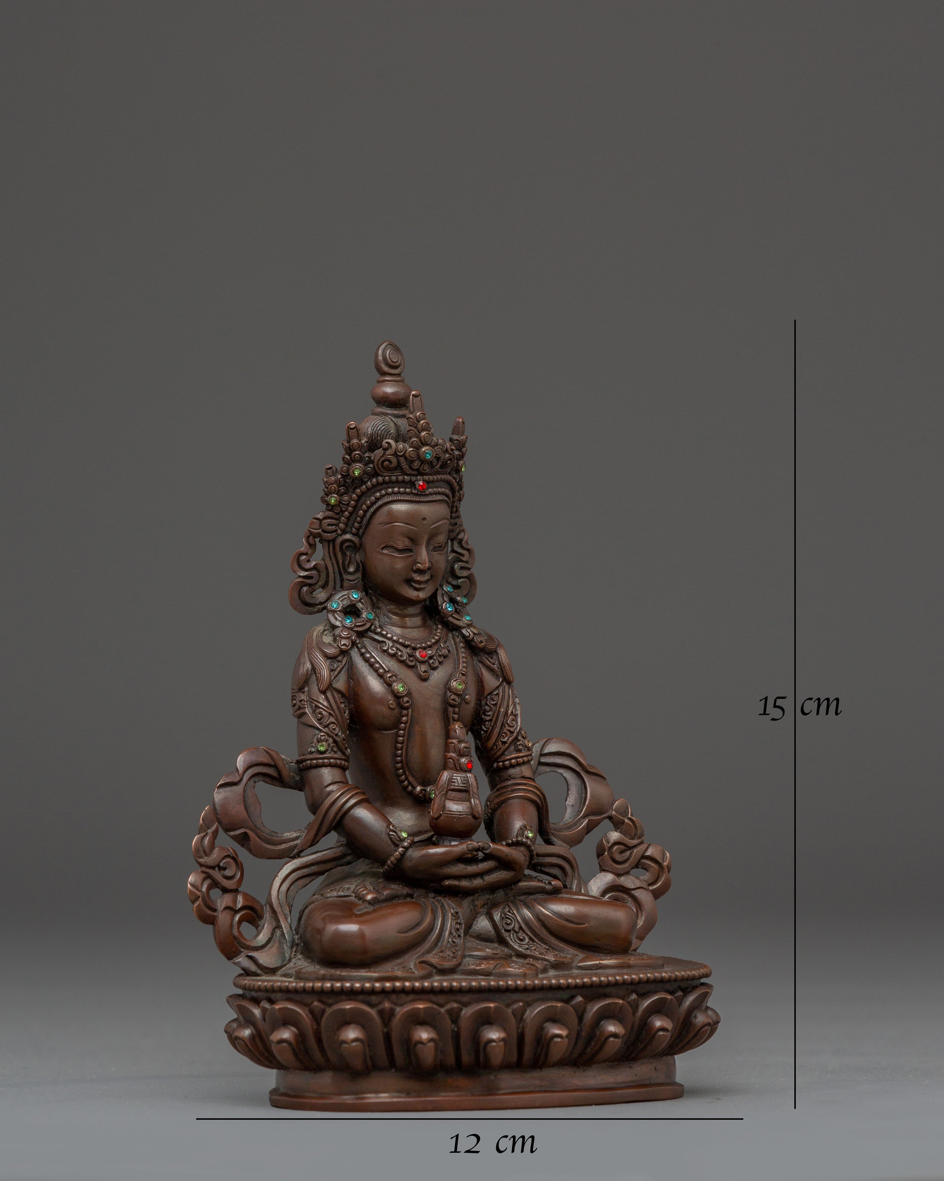 Oxidized Copper Amitayus Statue 