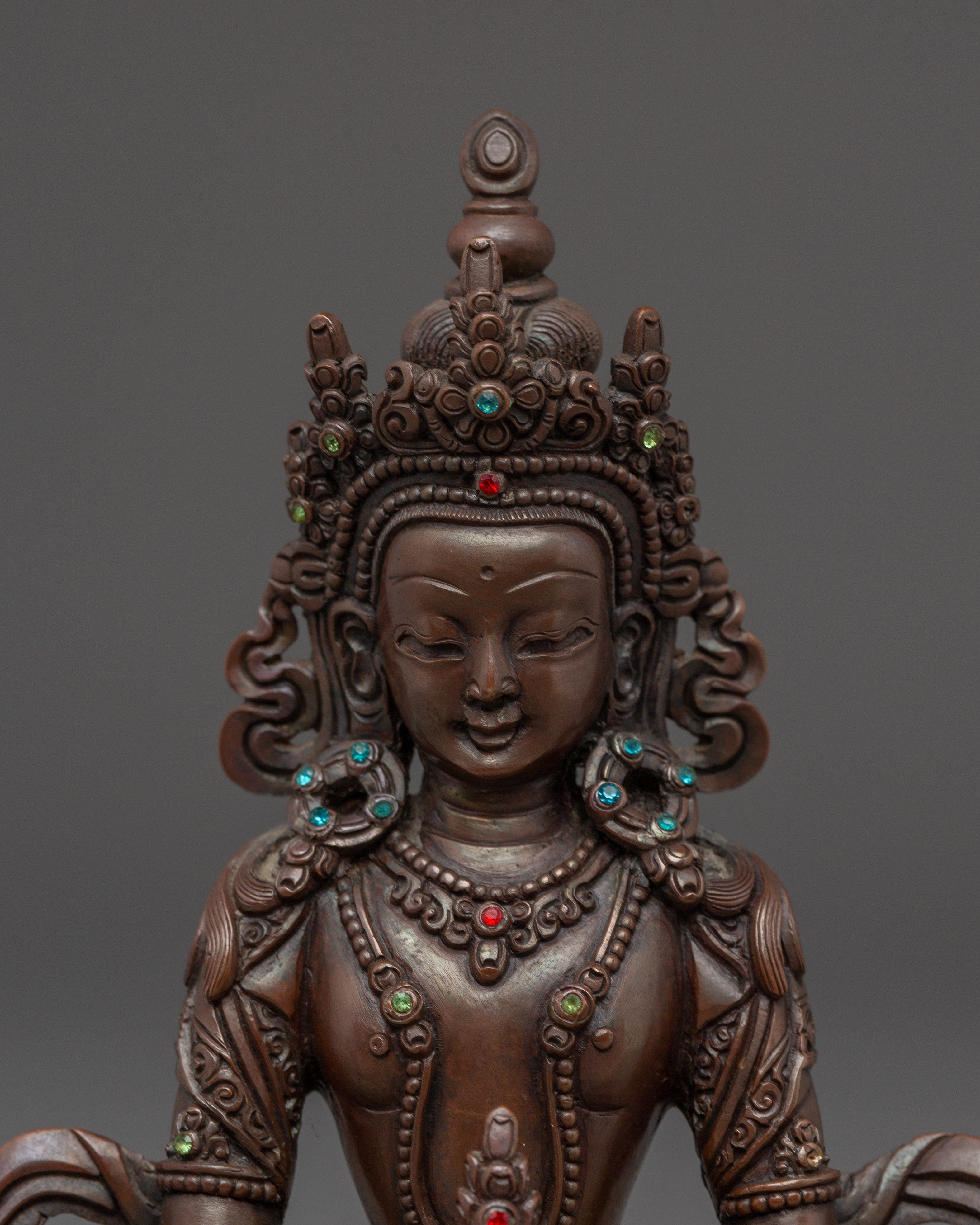 Oxidized Copper Amitayus Statue | Symbol of Longevity