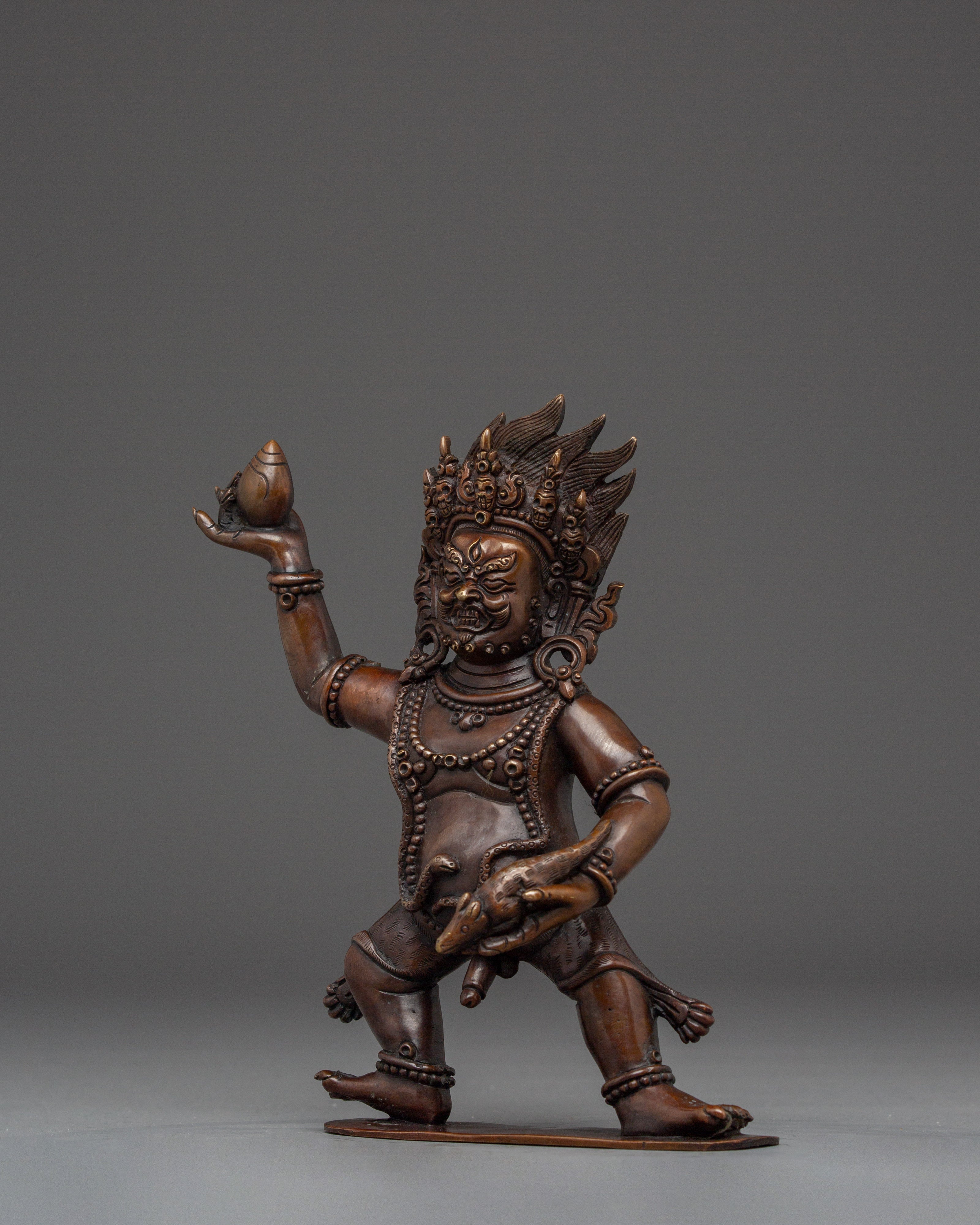 Black Dzambhala Wrathful Deity Statue Set | Tibetan Buddhist Ritual Art