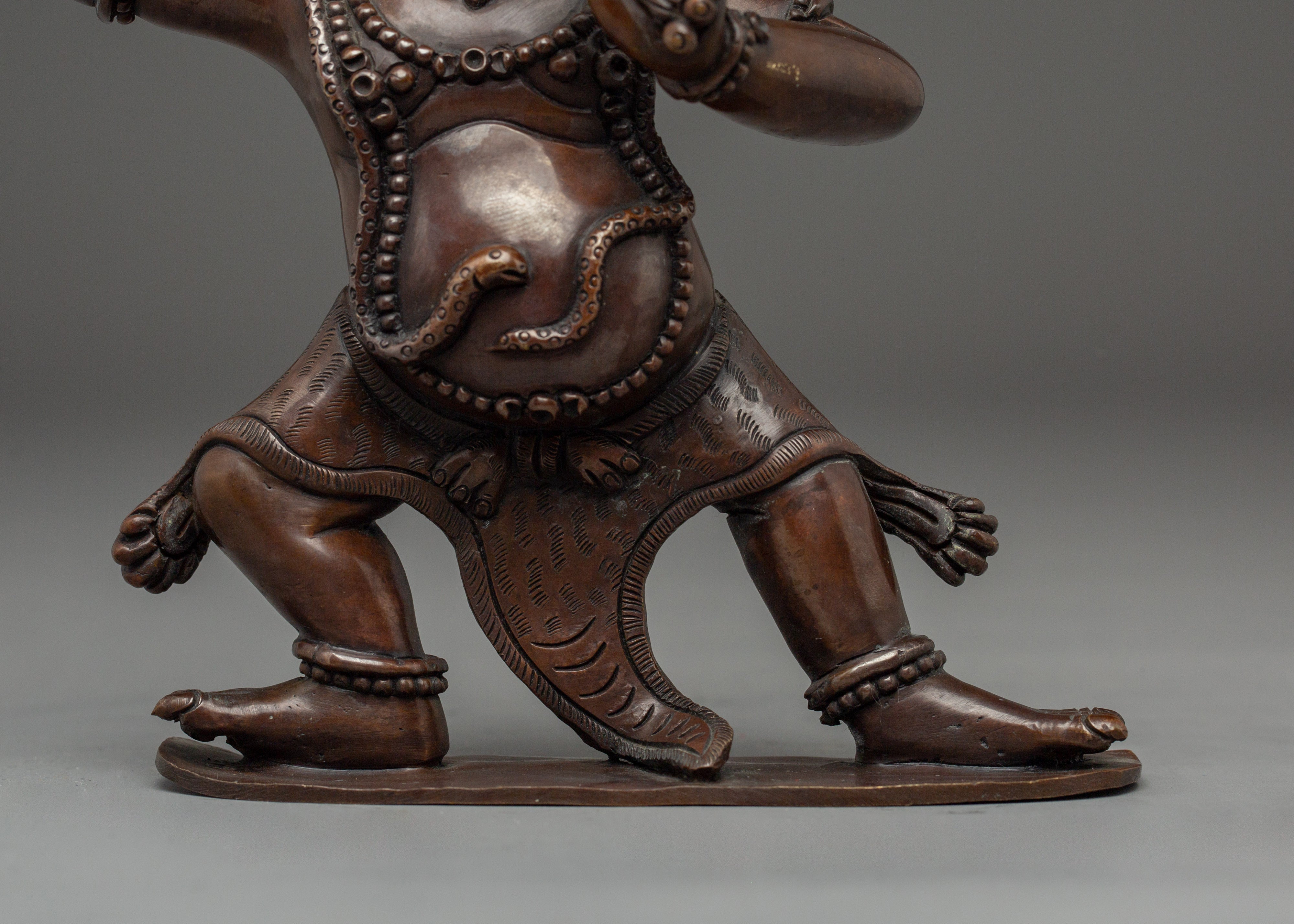 Black Dzambhala Wrathful Deity Statue Set | Tibetan Buddhist Ritual Art