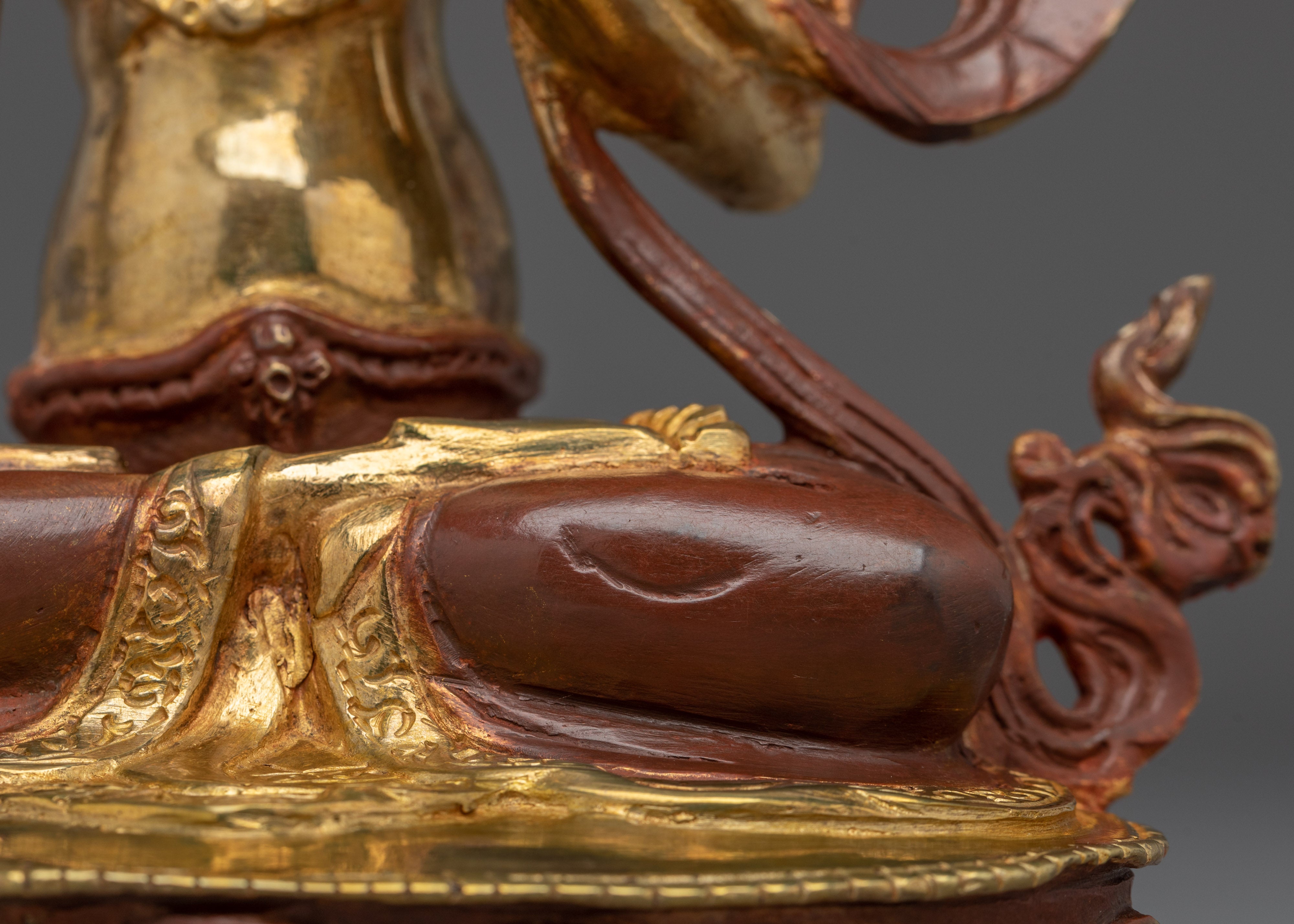 Manjushri statue with 24K Gold Gilding | Copper Wisdom Deity for Meditation