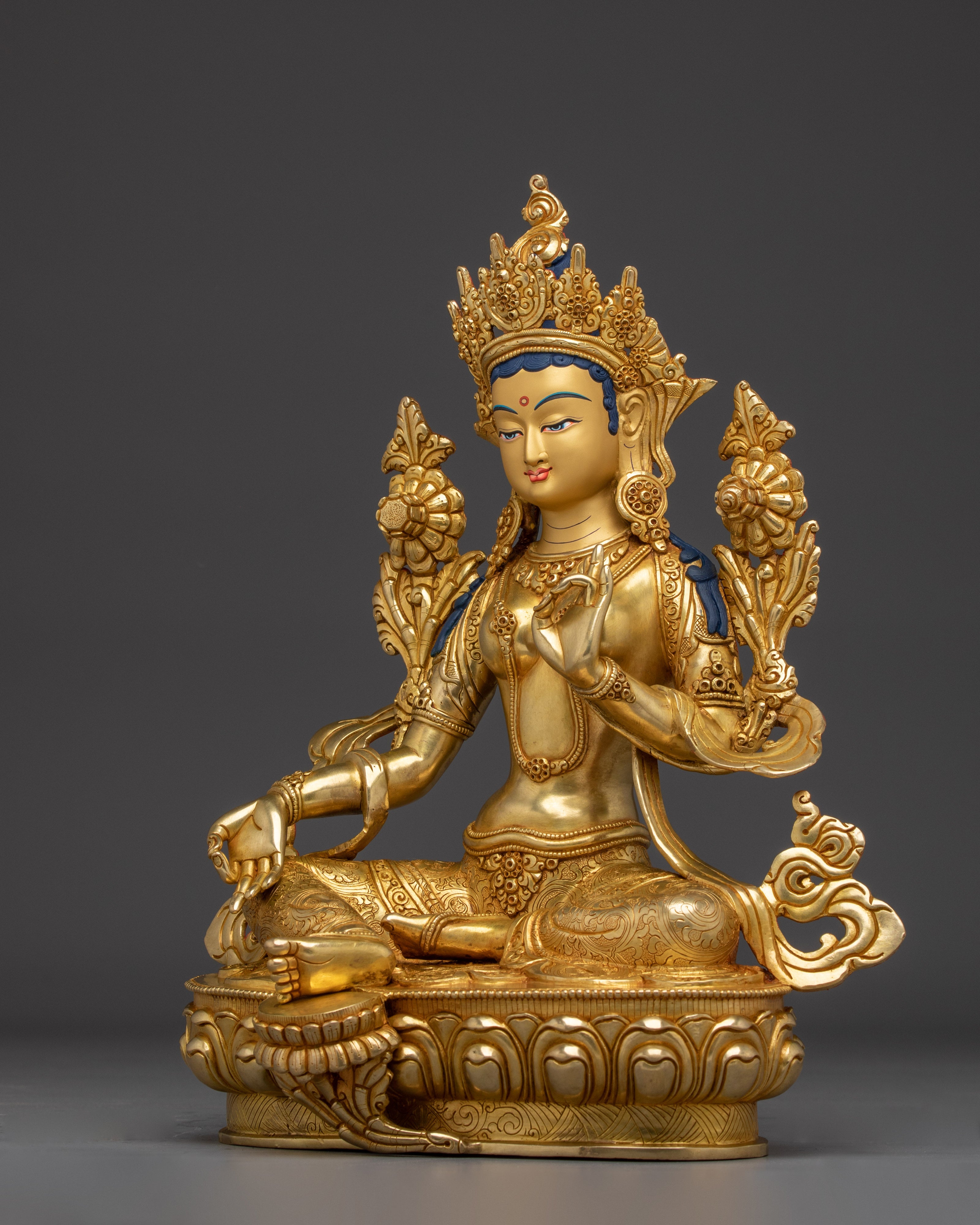 Handmade Golden Green Tara Nepali Artwork | Mother of All Buddhas