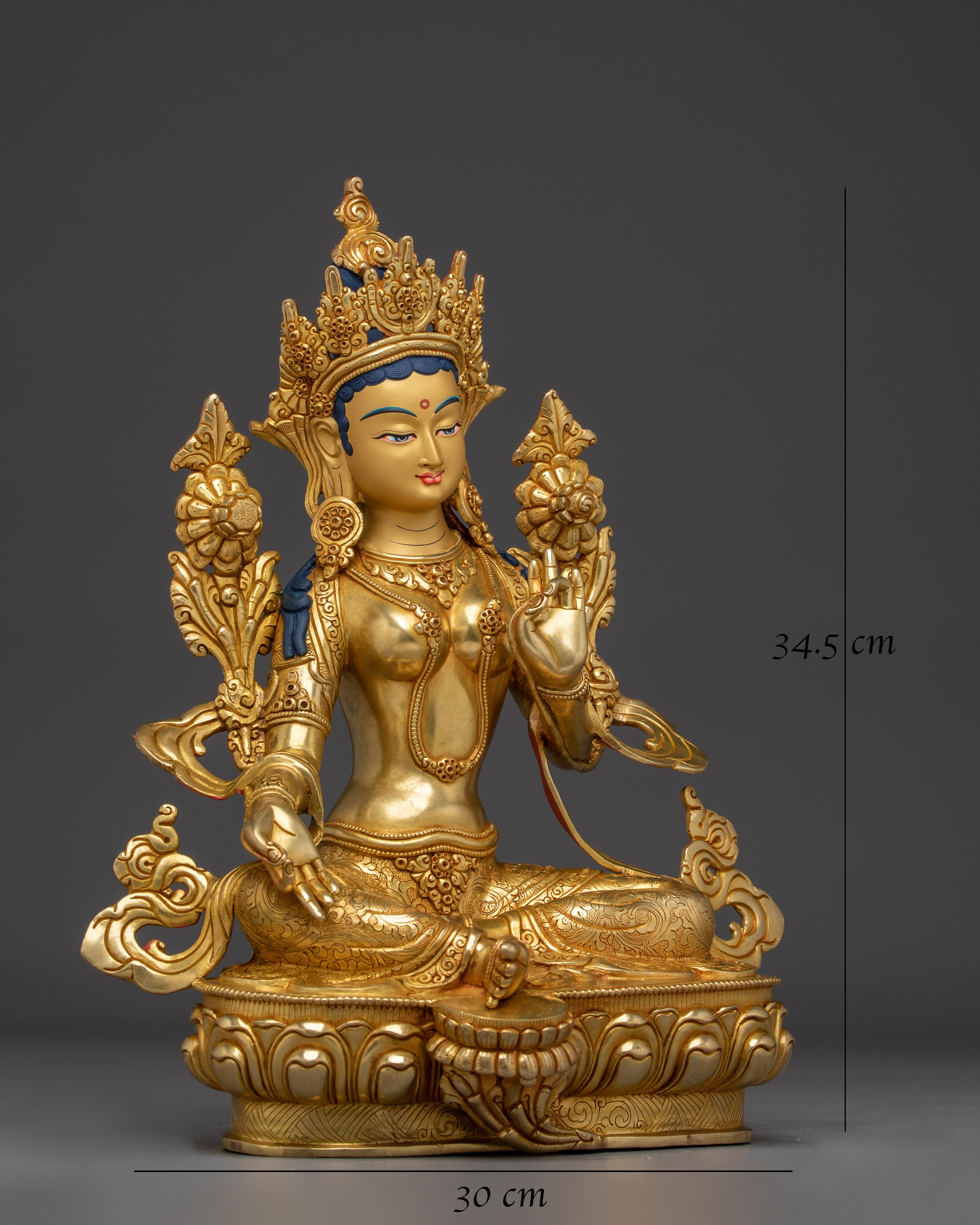 Handmade Golden Green Tara Nepali Artwork
