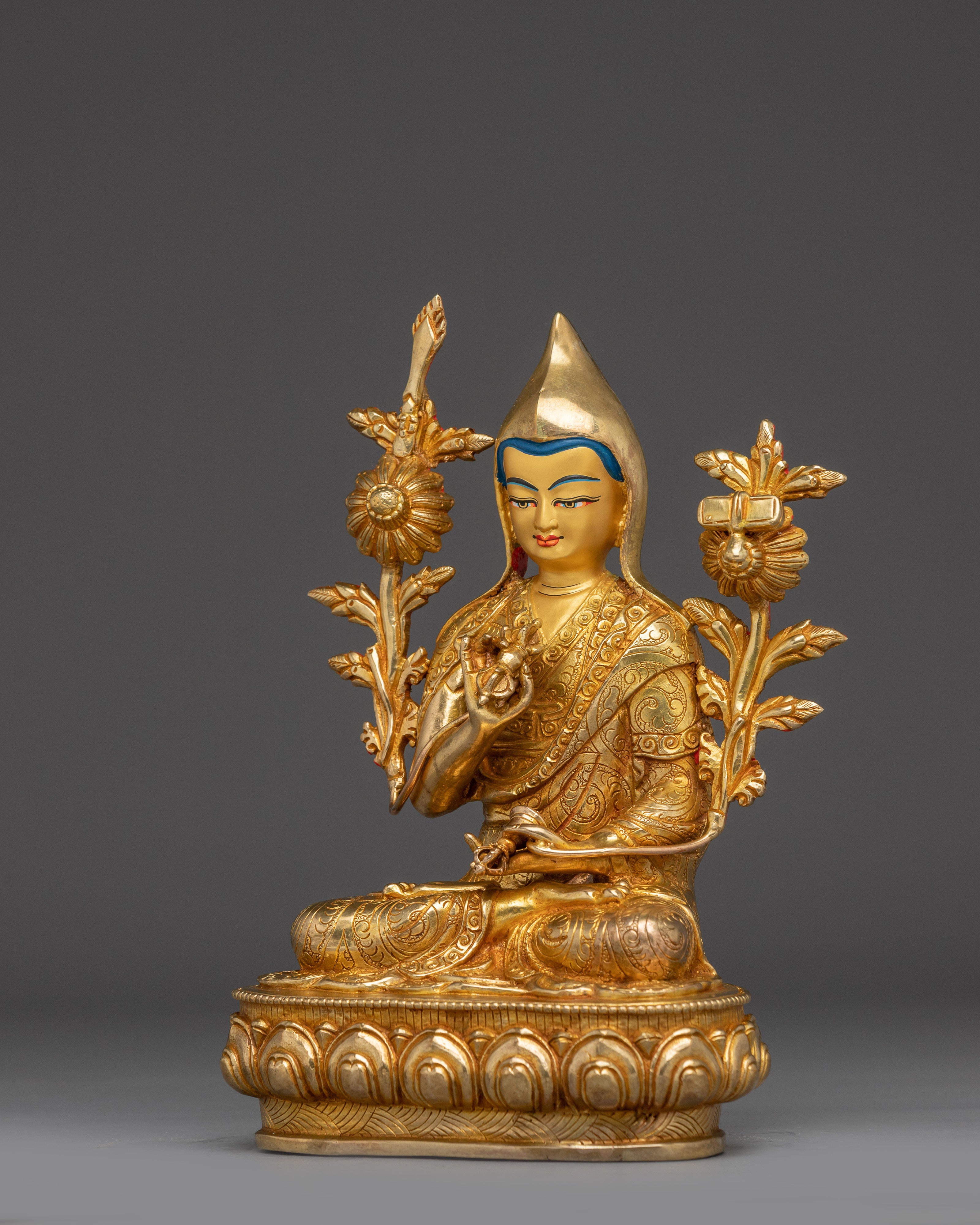 Longchenpa Statue in 24K Gold-Gilded | Tibetan Shrine Decor