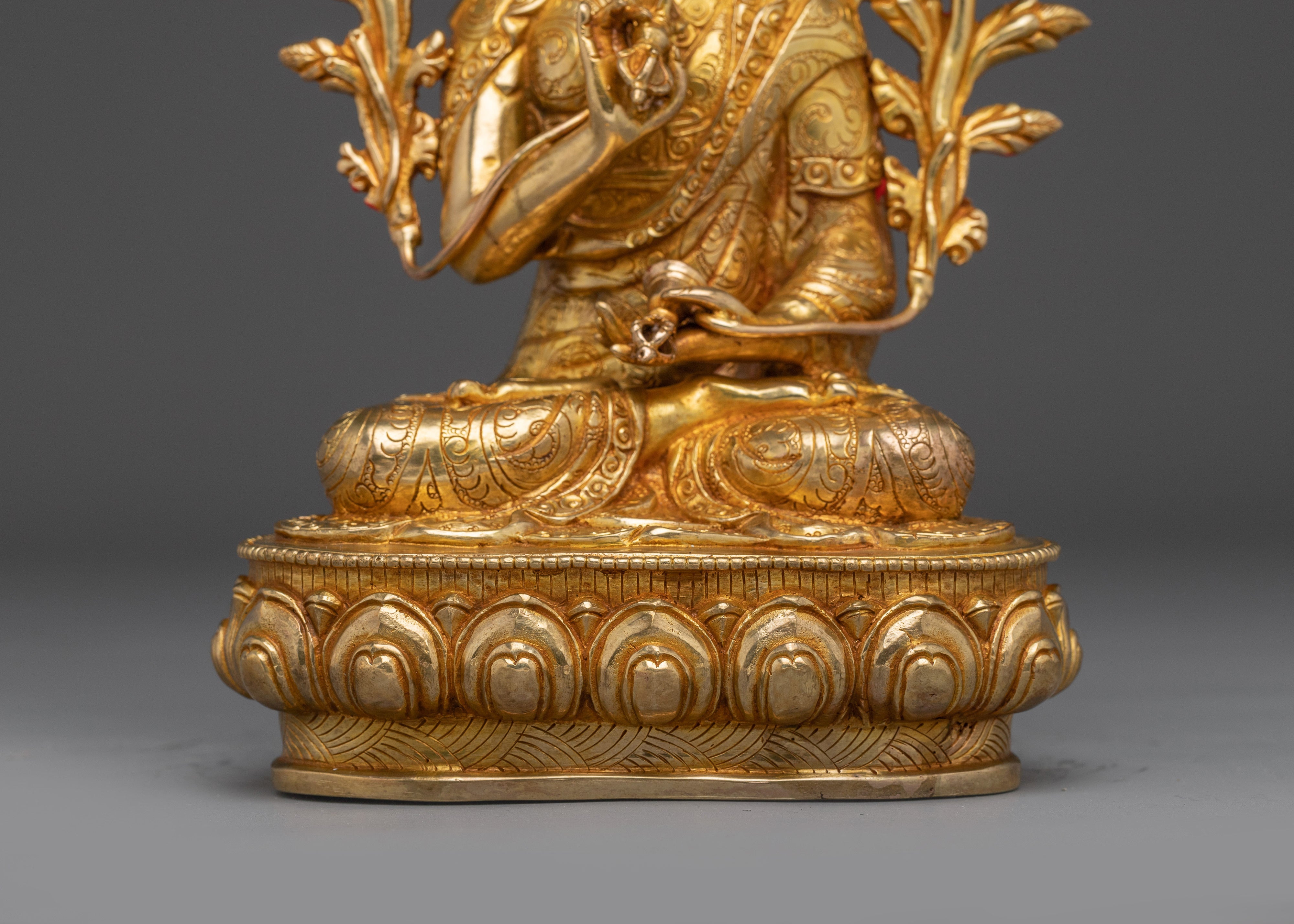 Longchenpa Statue in 24K Gold-Gilded | Tibetan Shrine Decor