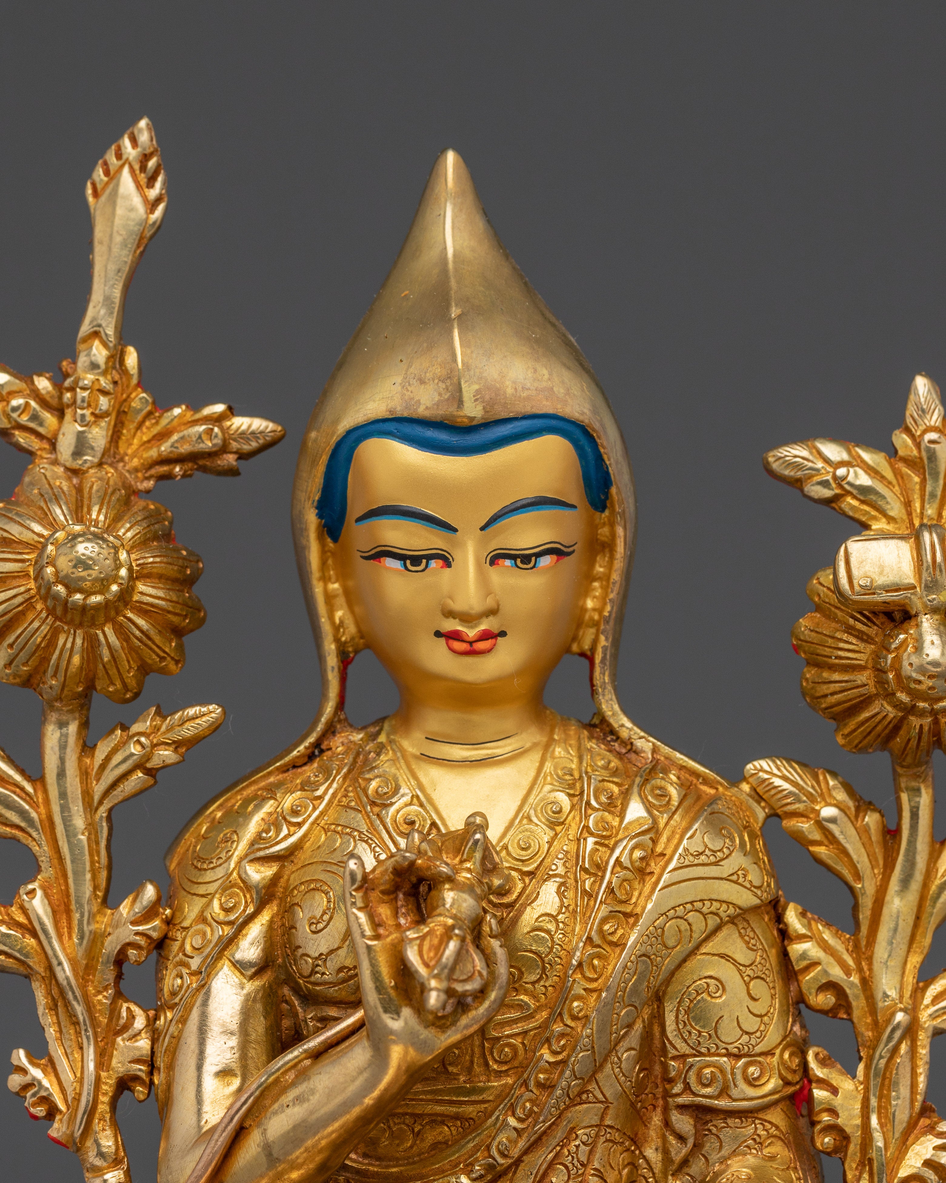 Longchenpa Statue in 24K Gold-Gilded | Tibetan Shrine Decor